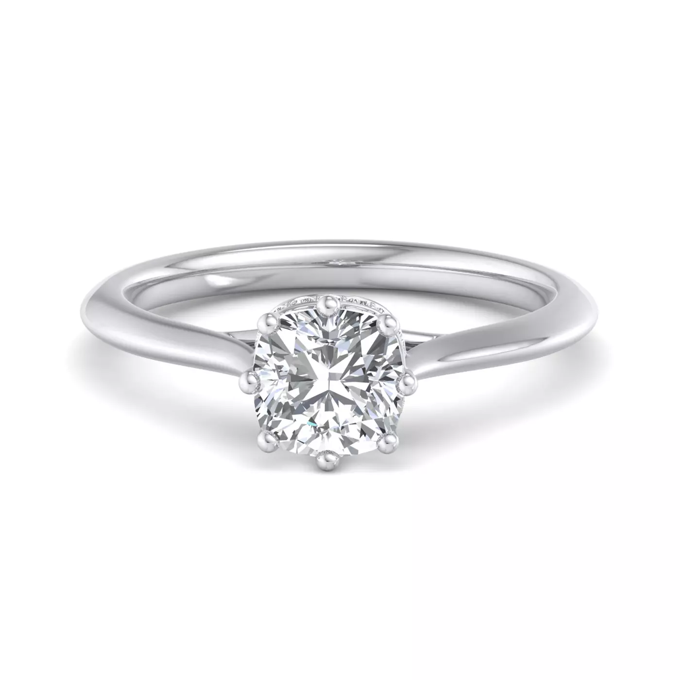 Hidden Halo Sparkle 14K White Gold Engagement Ring