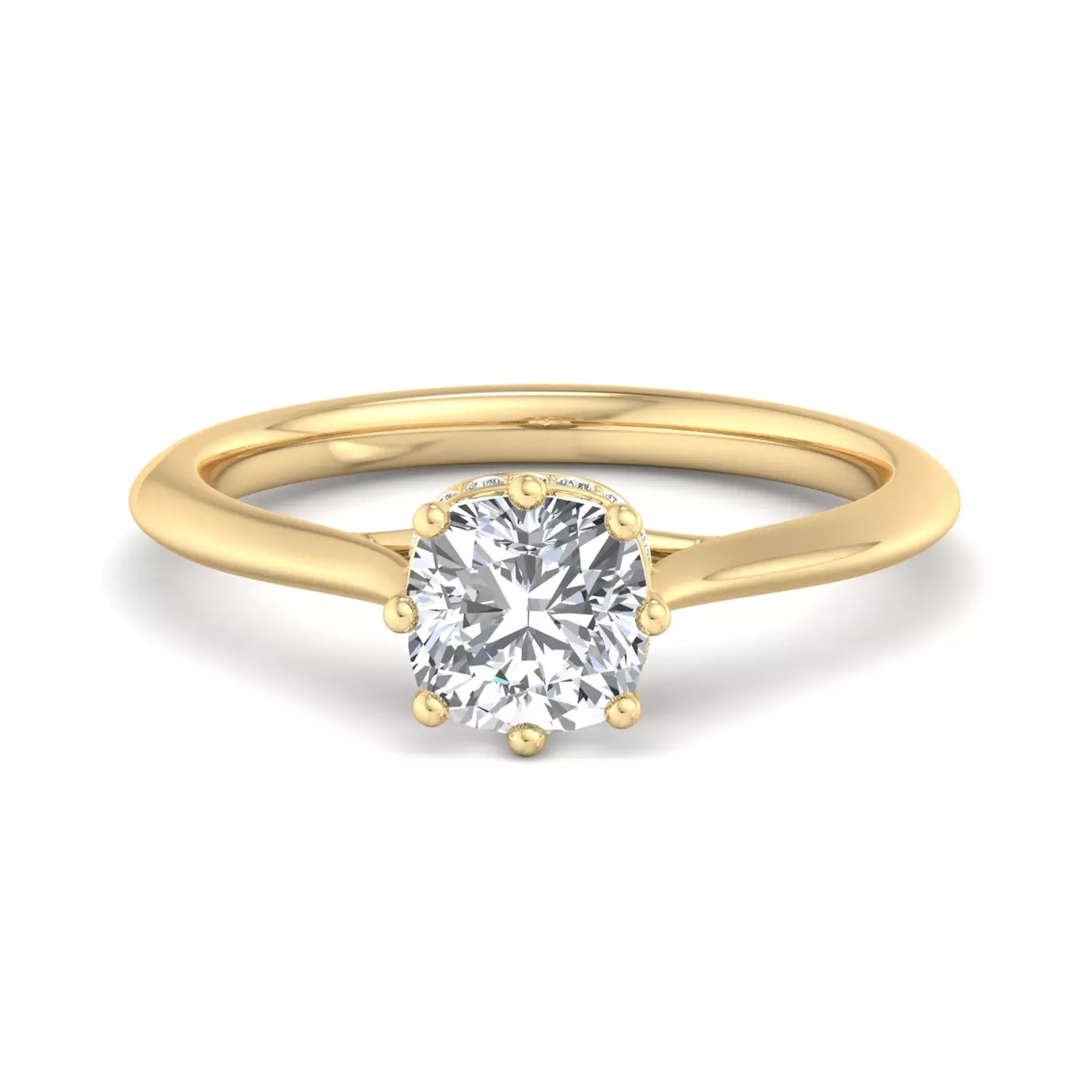 Hidden Halo Sparkle 18K Yellow Gold Engagement Ring