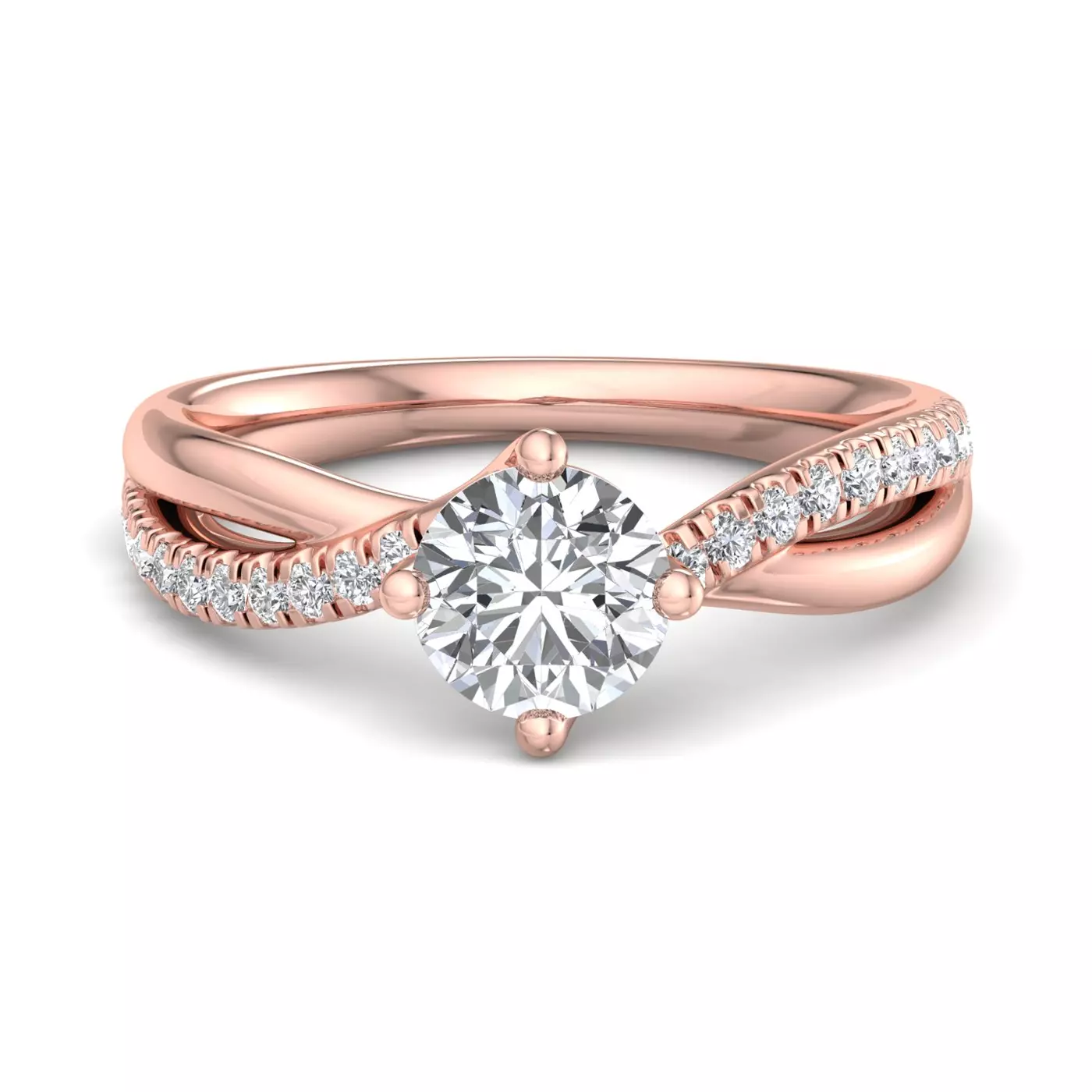 Brilliant Side Accents 14K Rose Gold Engagement Ring