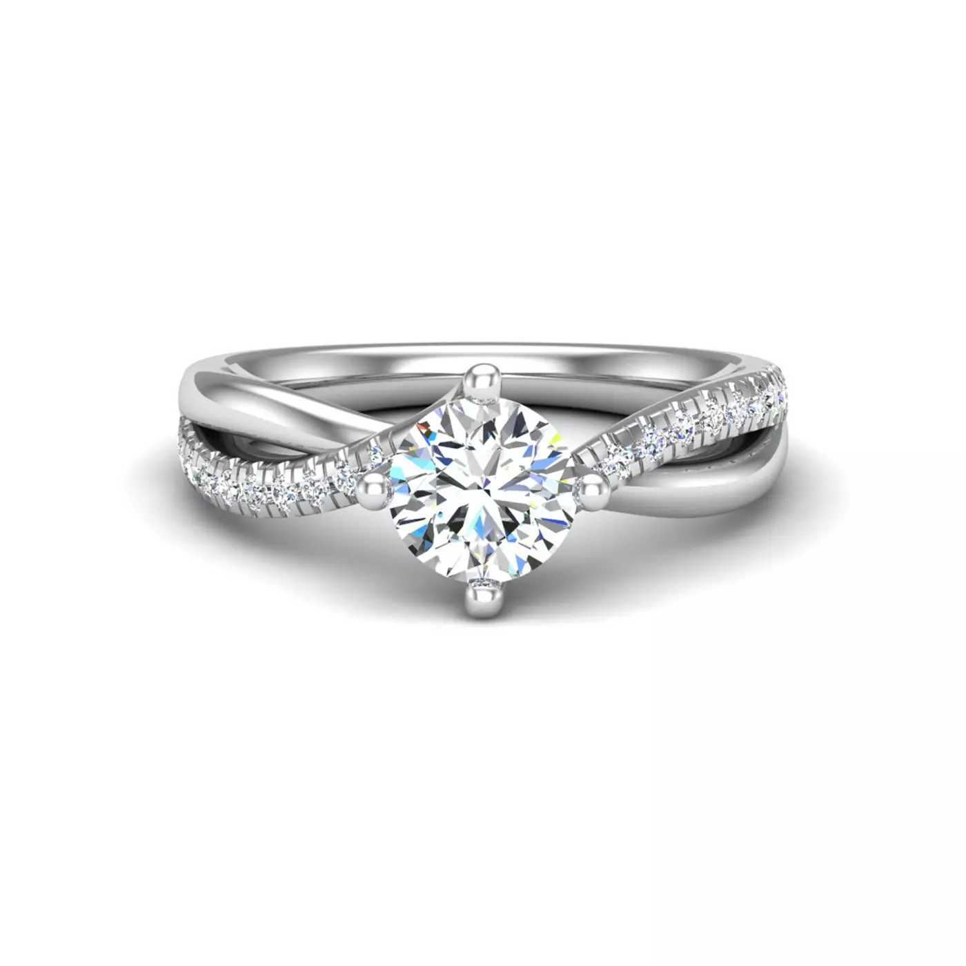 Brilliant Side Accents 14K White Gold Engagement Ring