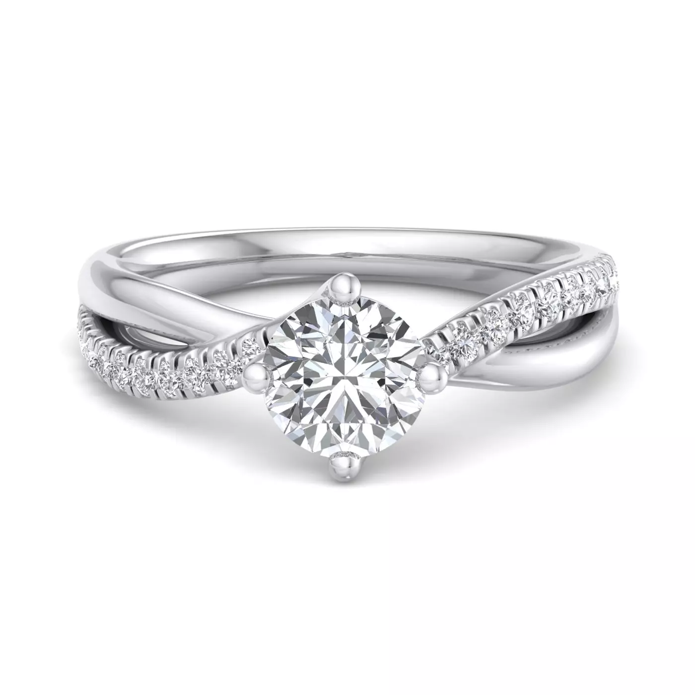 Brilliant Side Accents 18K White Gold Engagement Ring