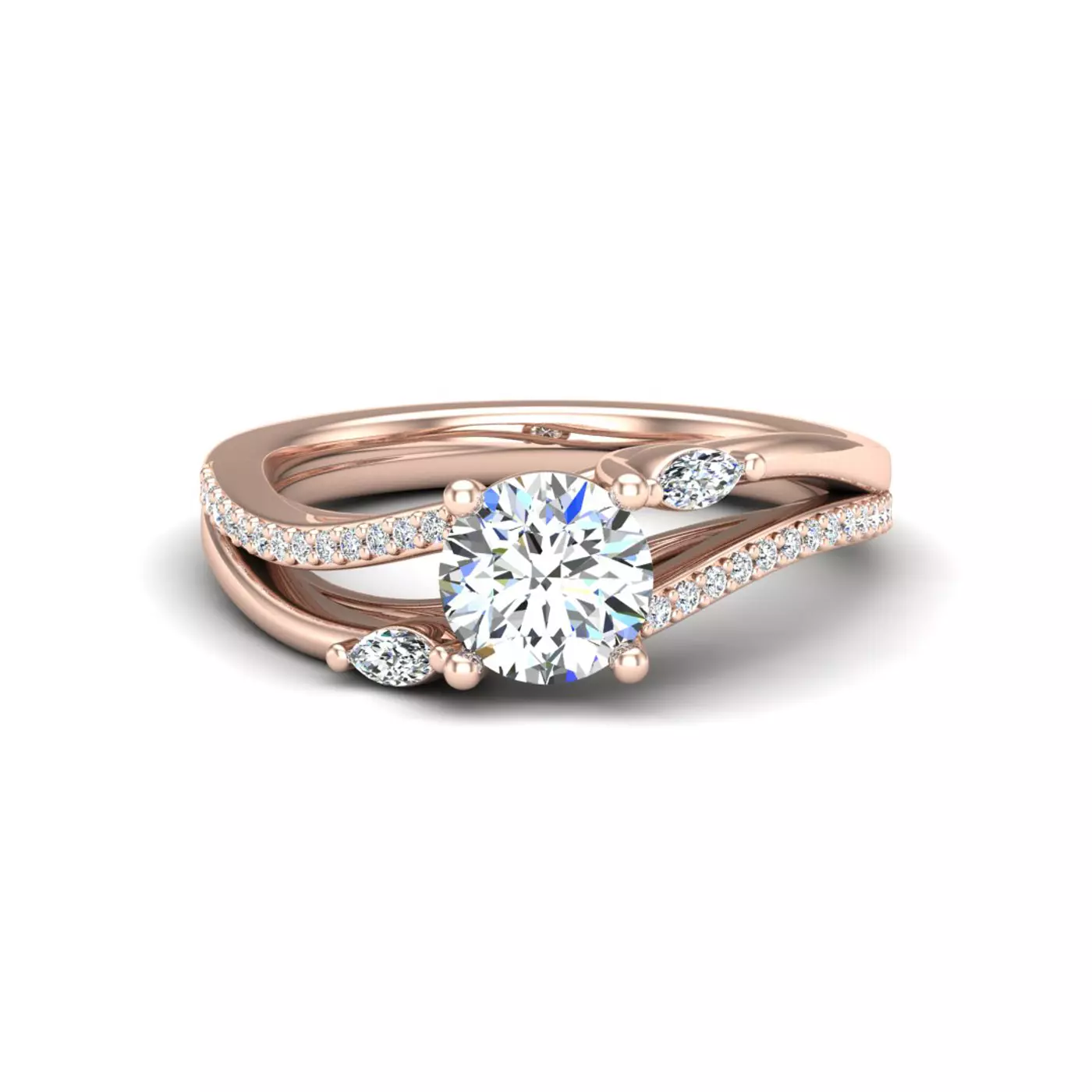 Brilliant Side Accents 14K Rose Gold Engagement Ring