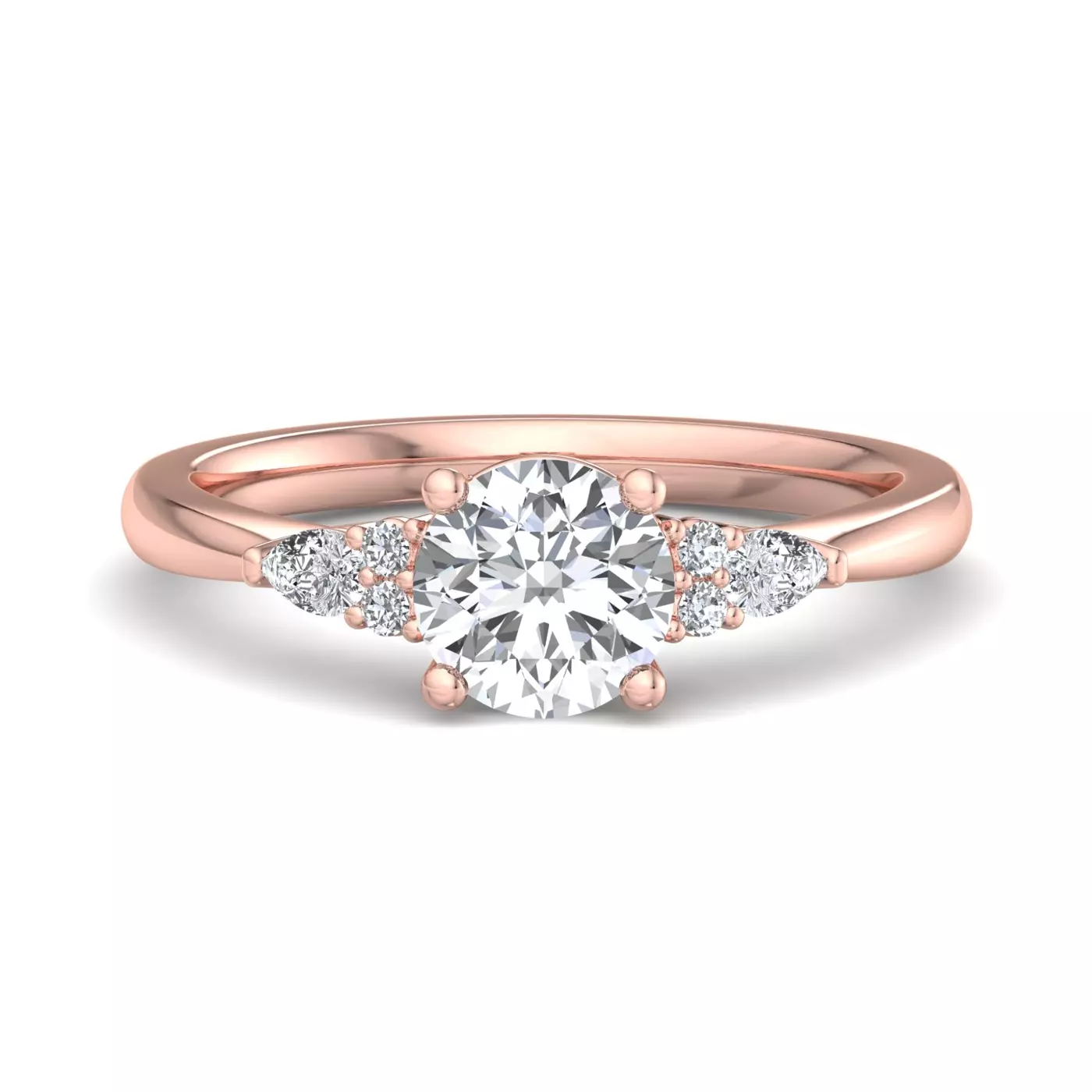 Brilliant Side Accents 14K Rose Gold Engagement Ring