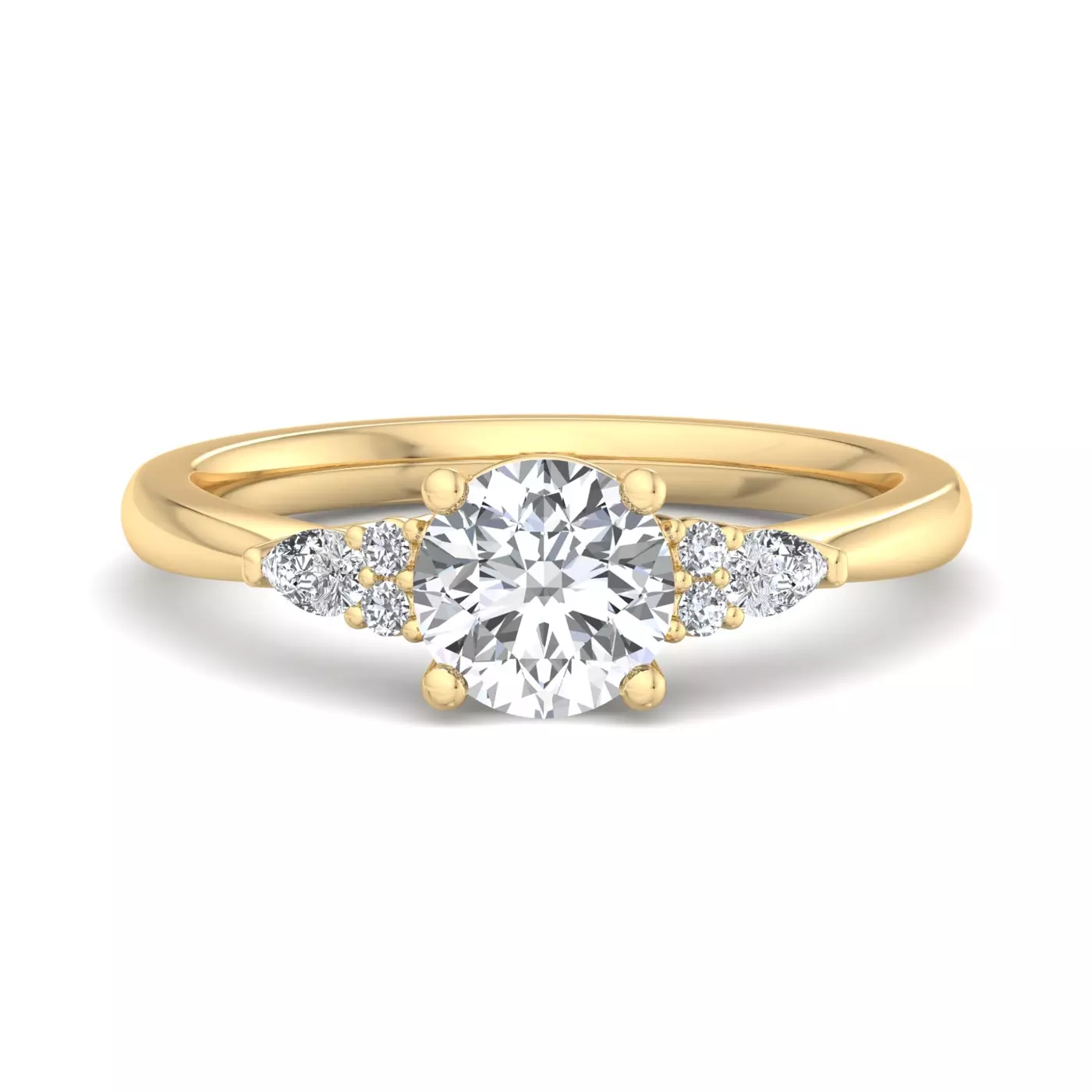 Brilliant Side Accents 14K Yellow Gold Engagement Ring