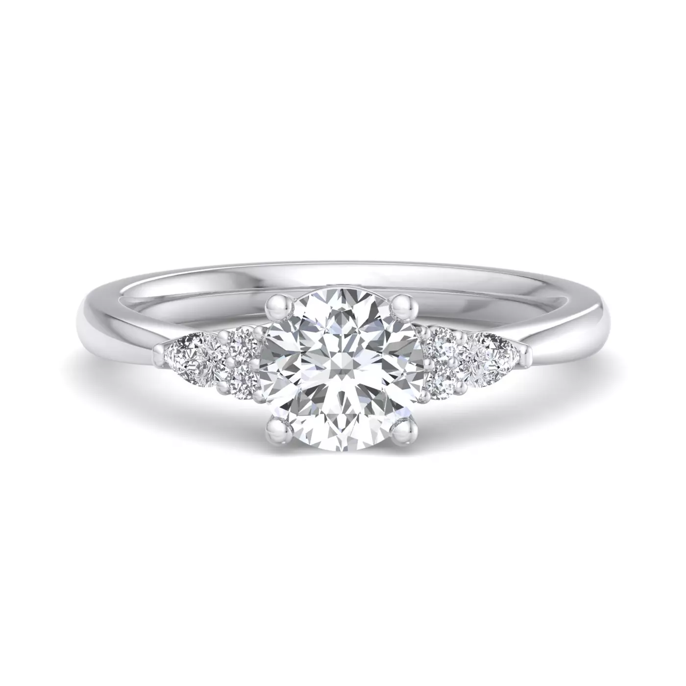 Brilliant Side Accents Platinum Engagement Ring