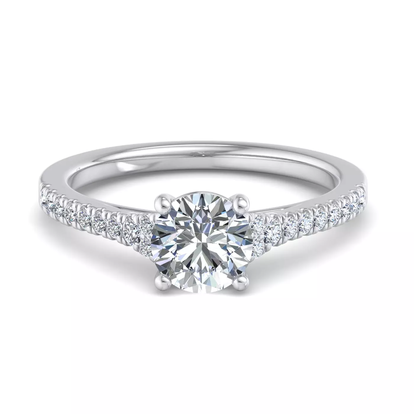 Cathedral Silhouette 14K White Gold Engagement Ring