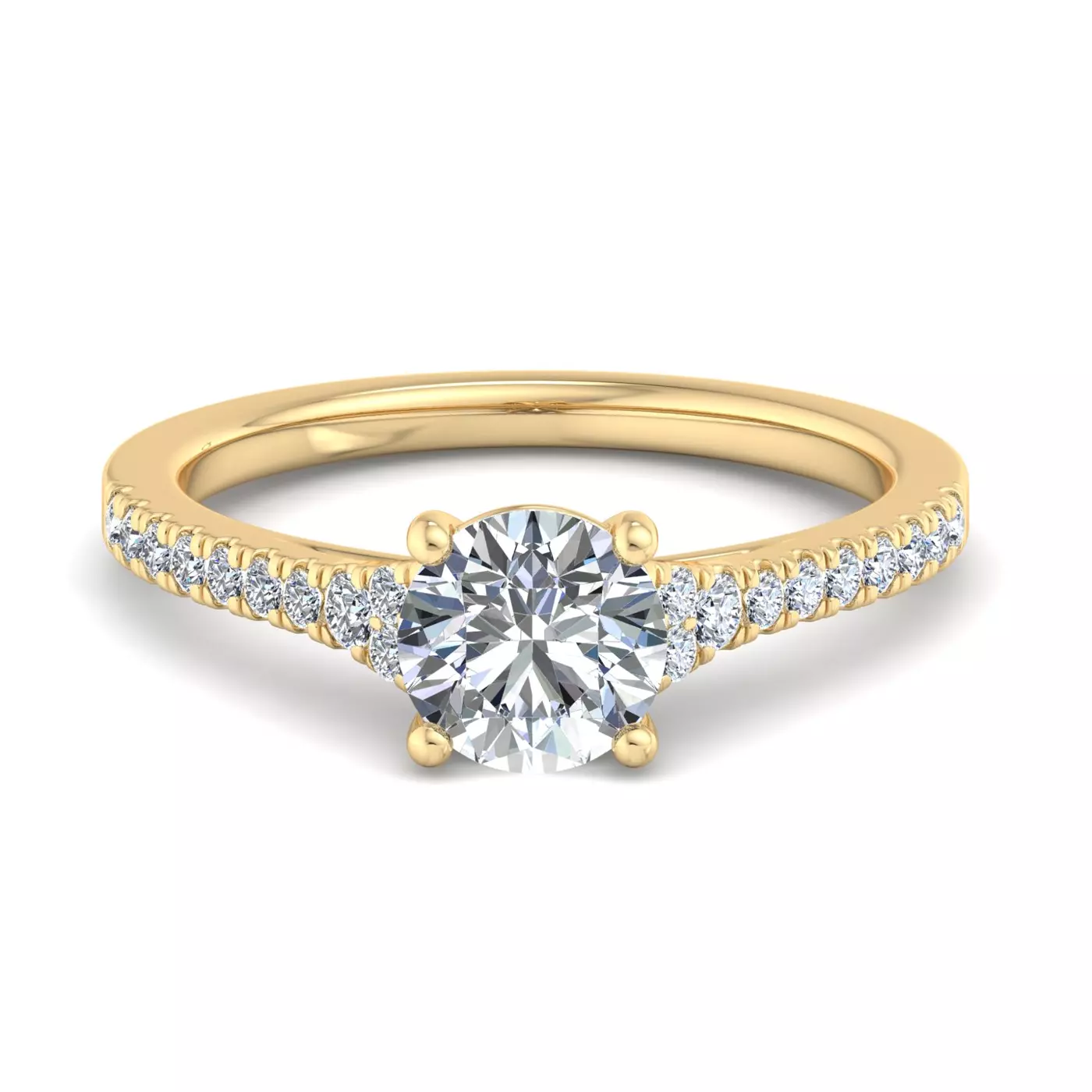 Cathedral Silhouette 14K Yellow Gold Engagement Ring