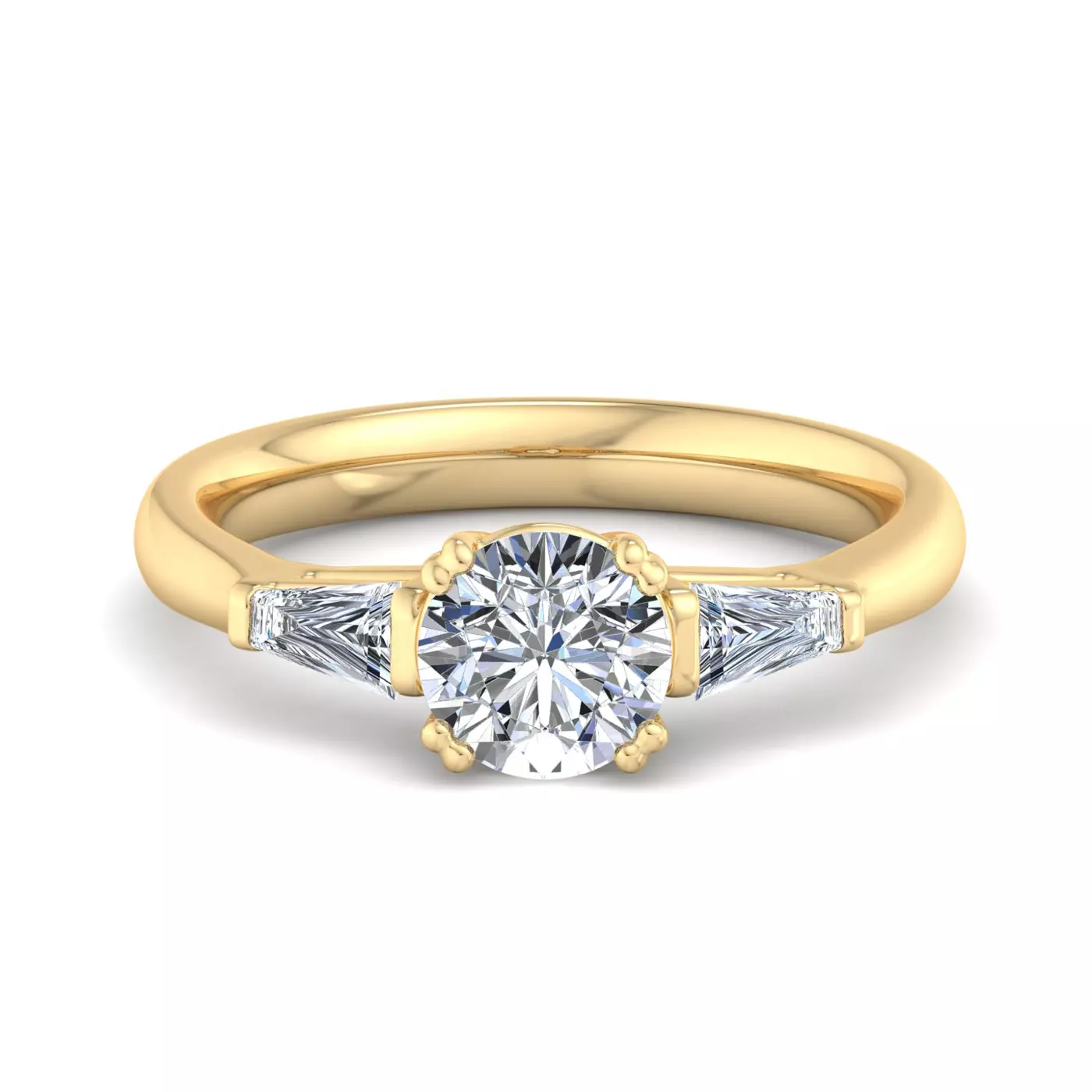 Tapered Baguette Sides 14K Yellow Gold Engagement Ring