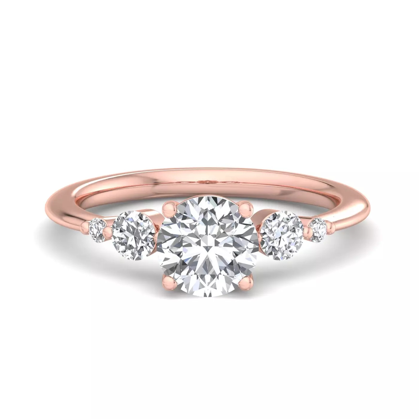 Brilliant Side Accents 14K Rose Gold Engagement Ring