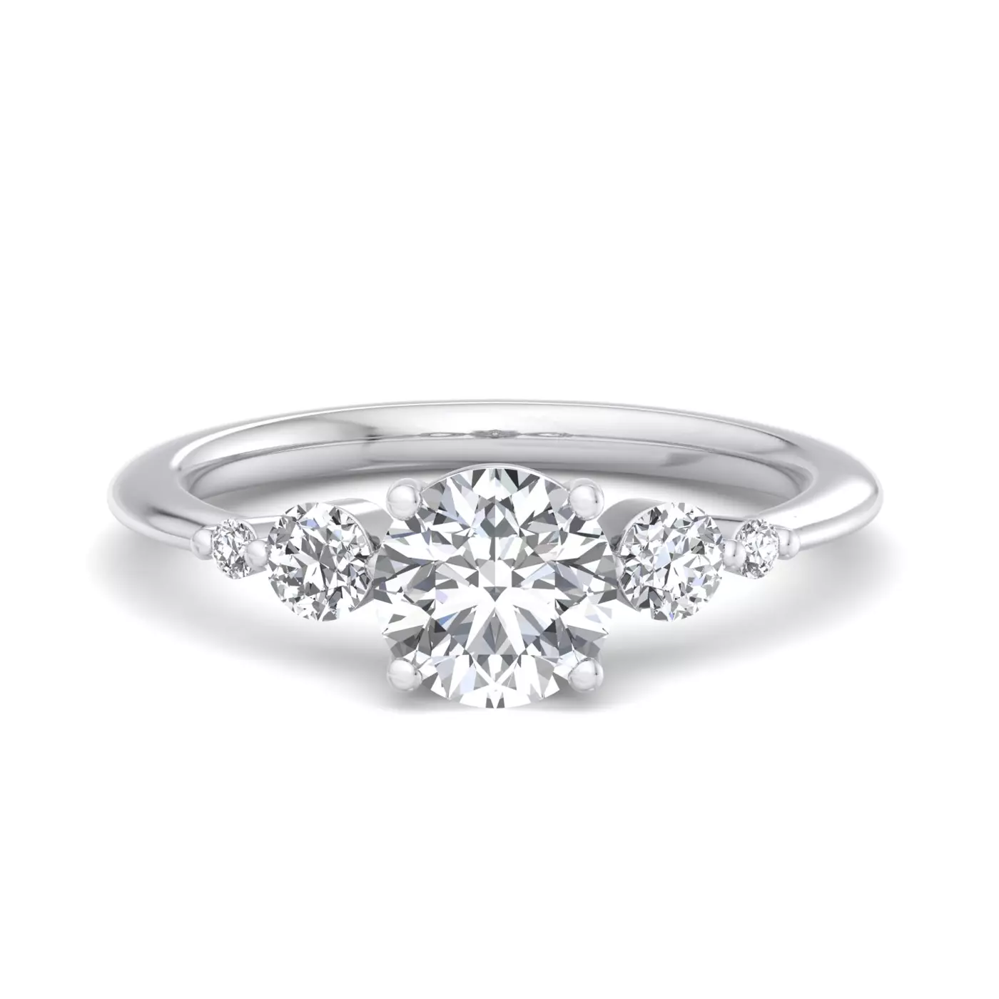 Brilliant Side Accents 14K White Gold Engagement Ring