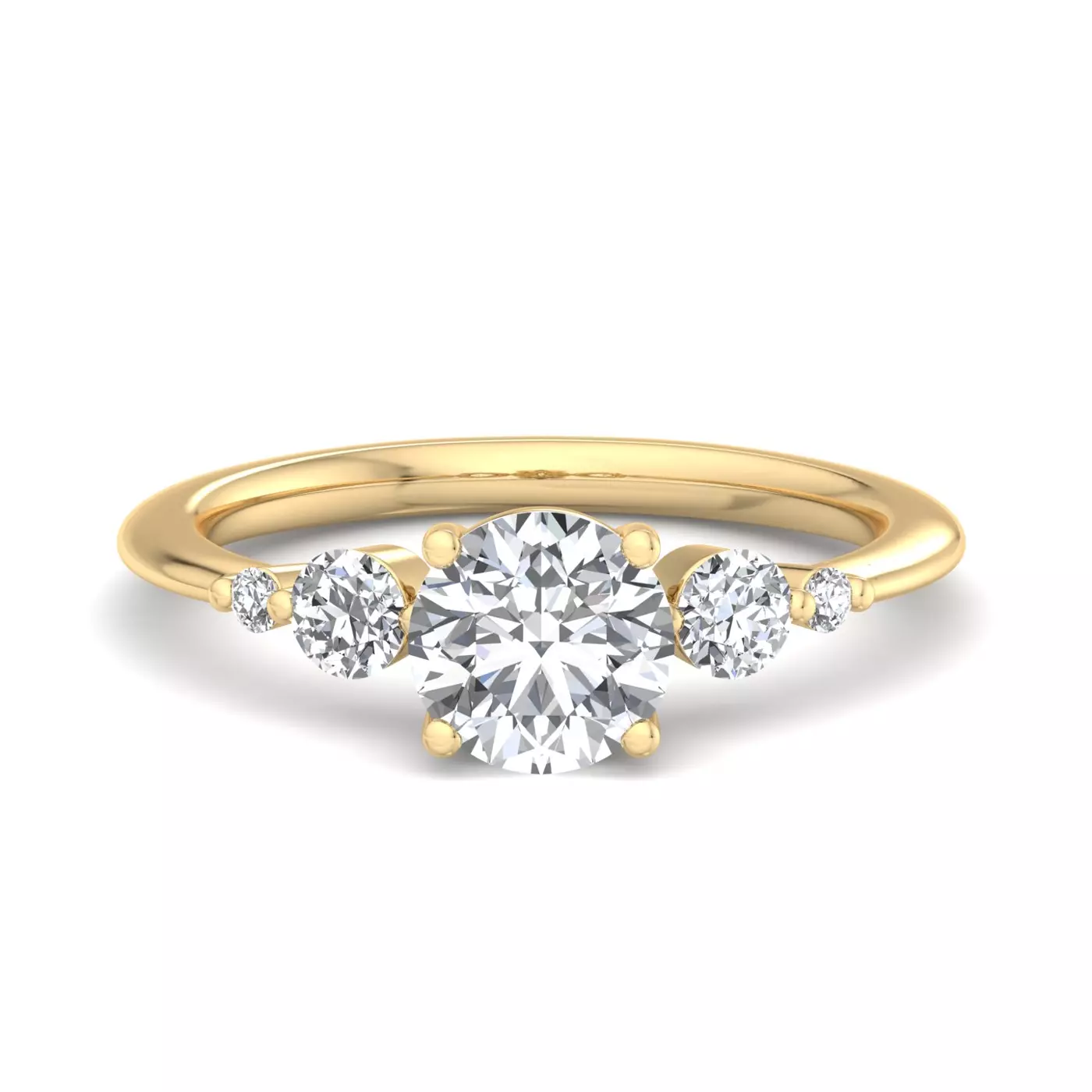 Brilliant Side Accents 18K Yellow Gold Engagement Ring