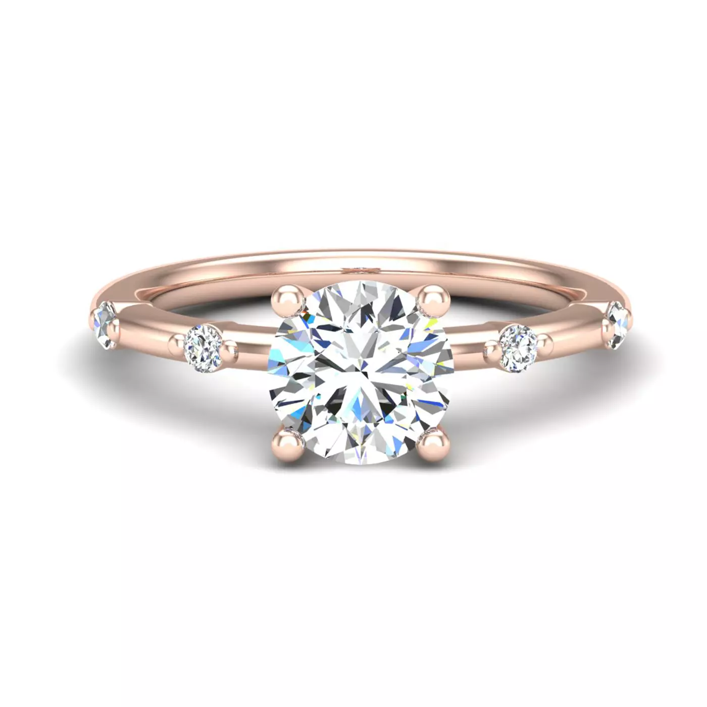 Brilliant Side Accents 14K Rose Gold Engagement Ring