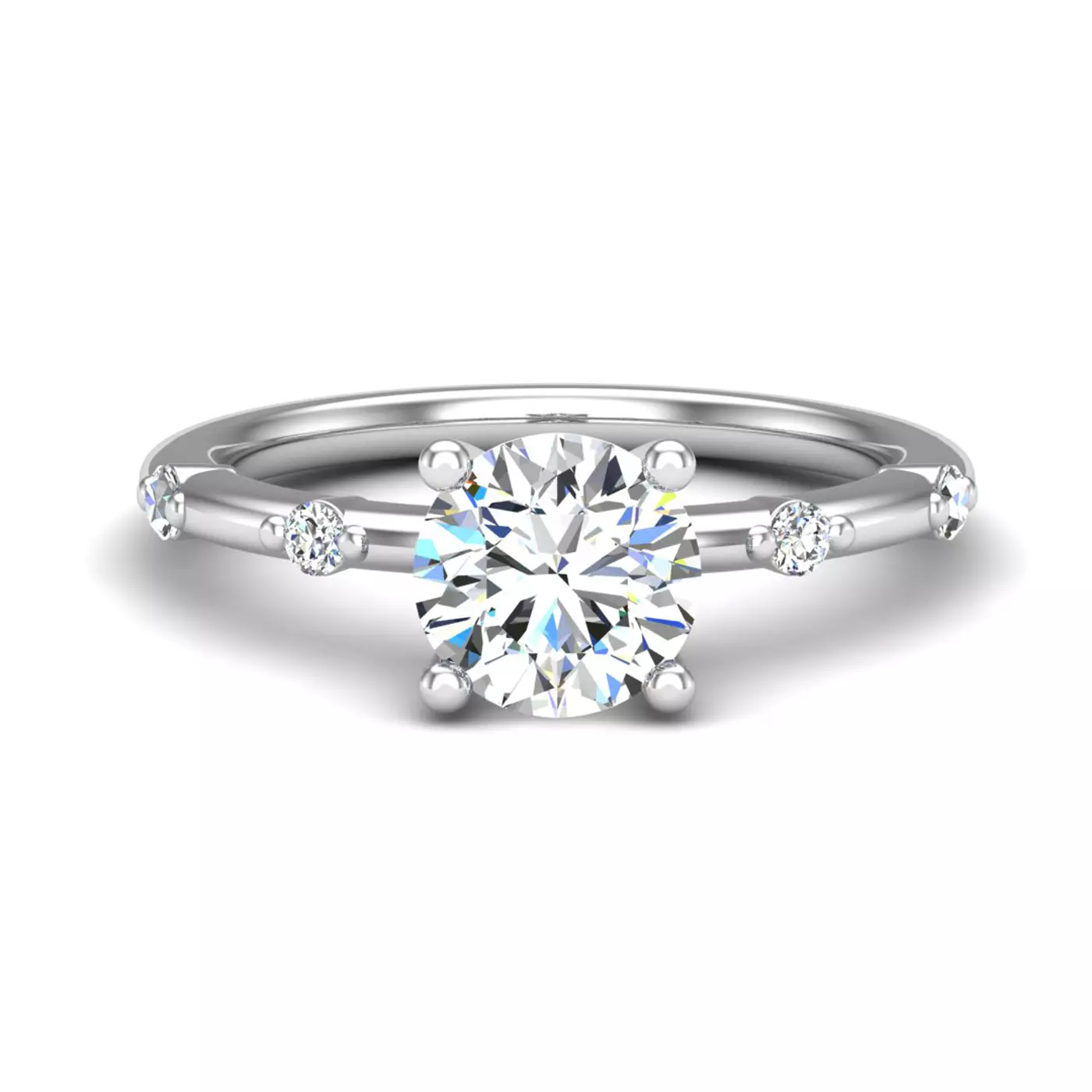 Brilliant Side Accents 14K White Gold Engagement Ring