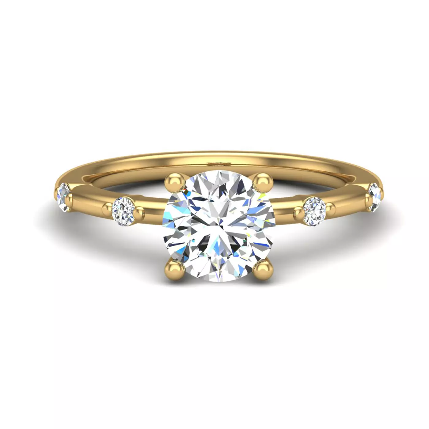 Brilliant Side Accents 14K Yellow Gold Engagement Ring