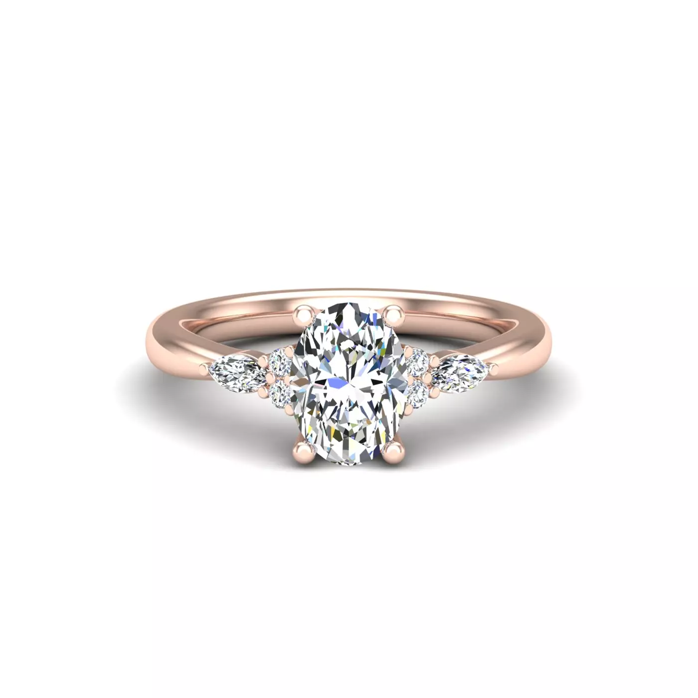 Brilliant Side Accents 14K Rose Gold Engagement Ring