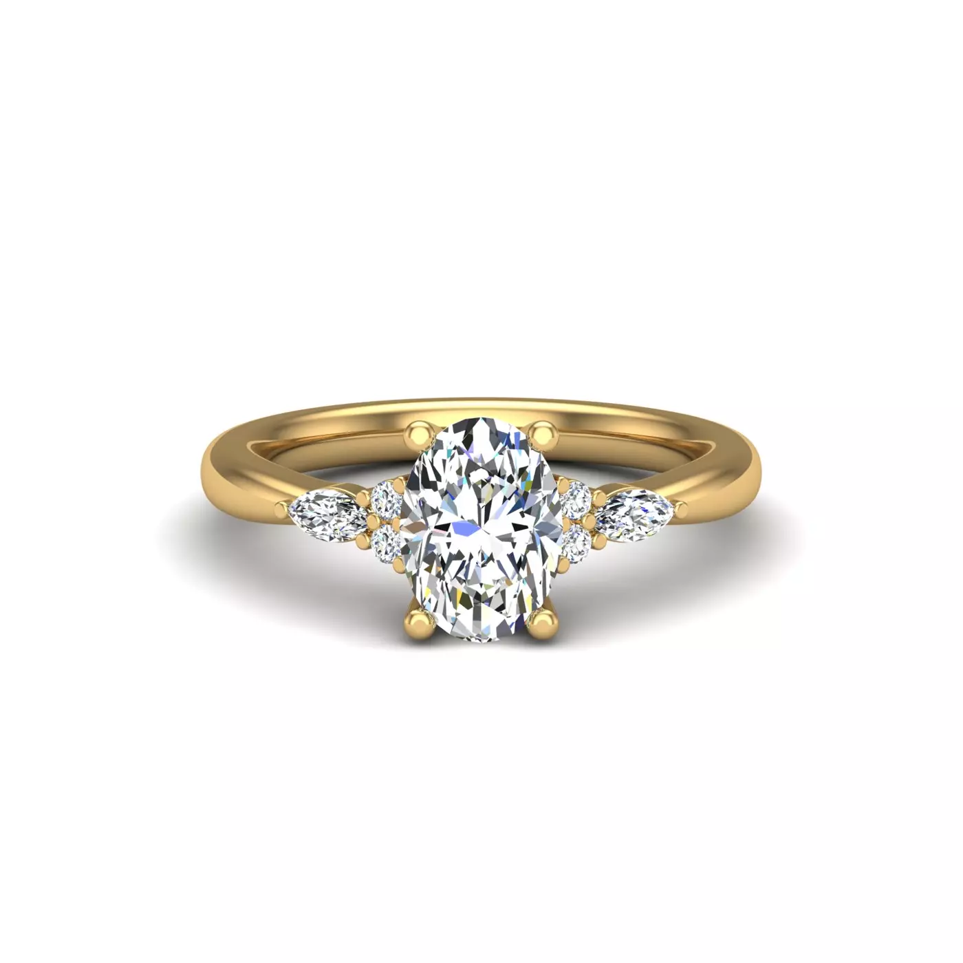 Brilliant Side Accents 14K Yellow Gold Engagement Ring