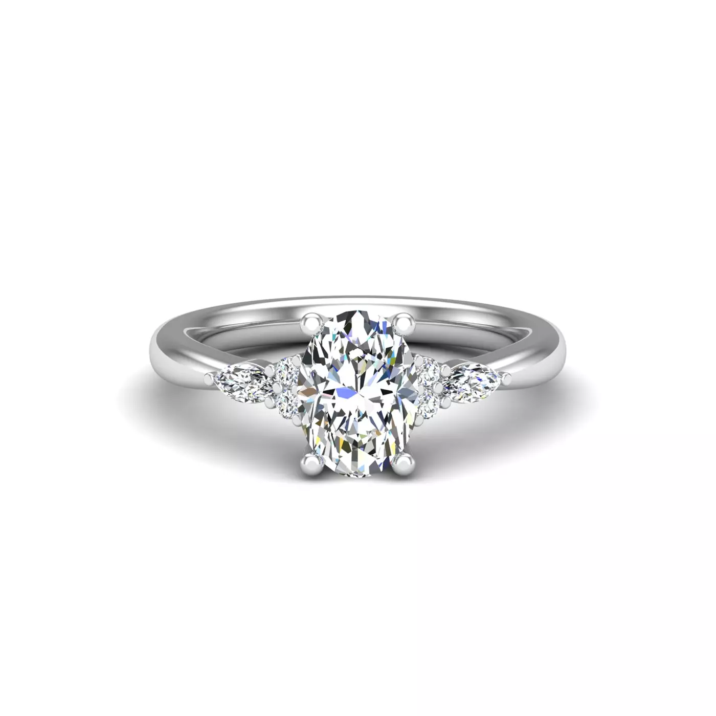 Brilliant Side Accents 18K White Gold Engagement Ring