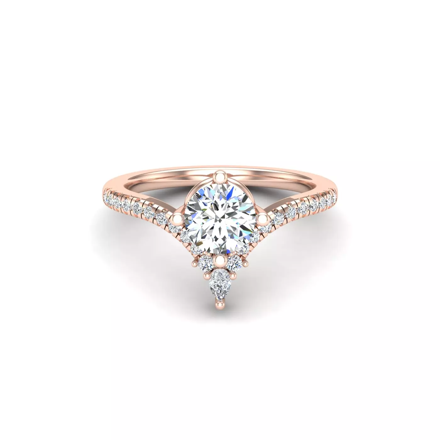Brilliant Side Accents 14K Rose Gold Engagement Ring