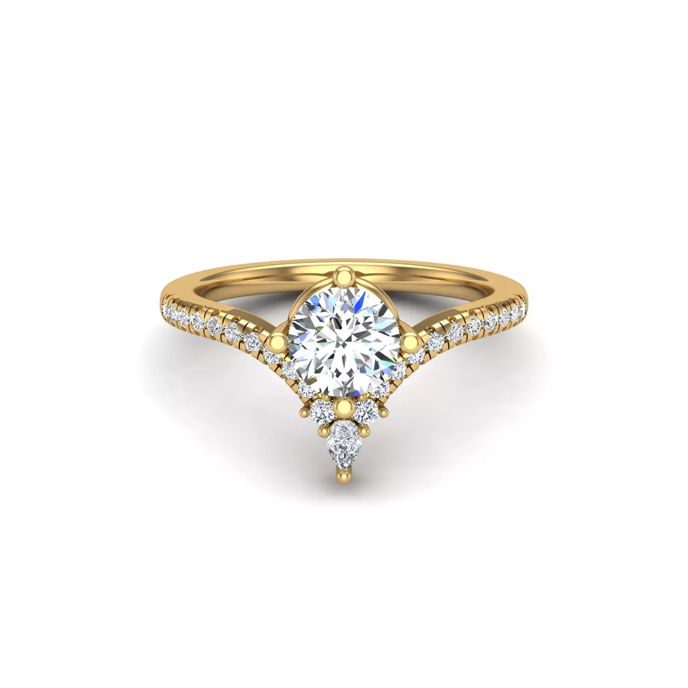 Brilliant Side Accents 14K Yellow Gold Engagement Ring