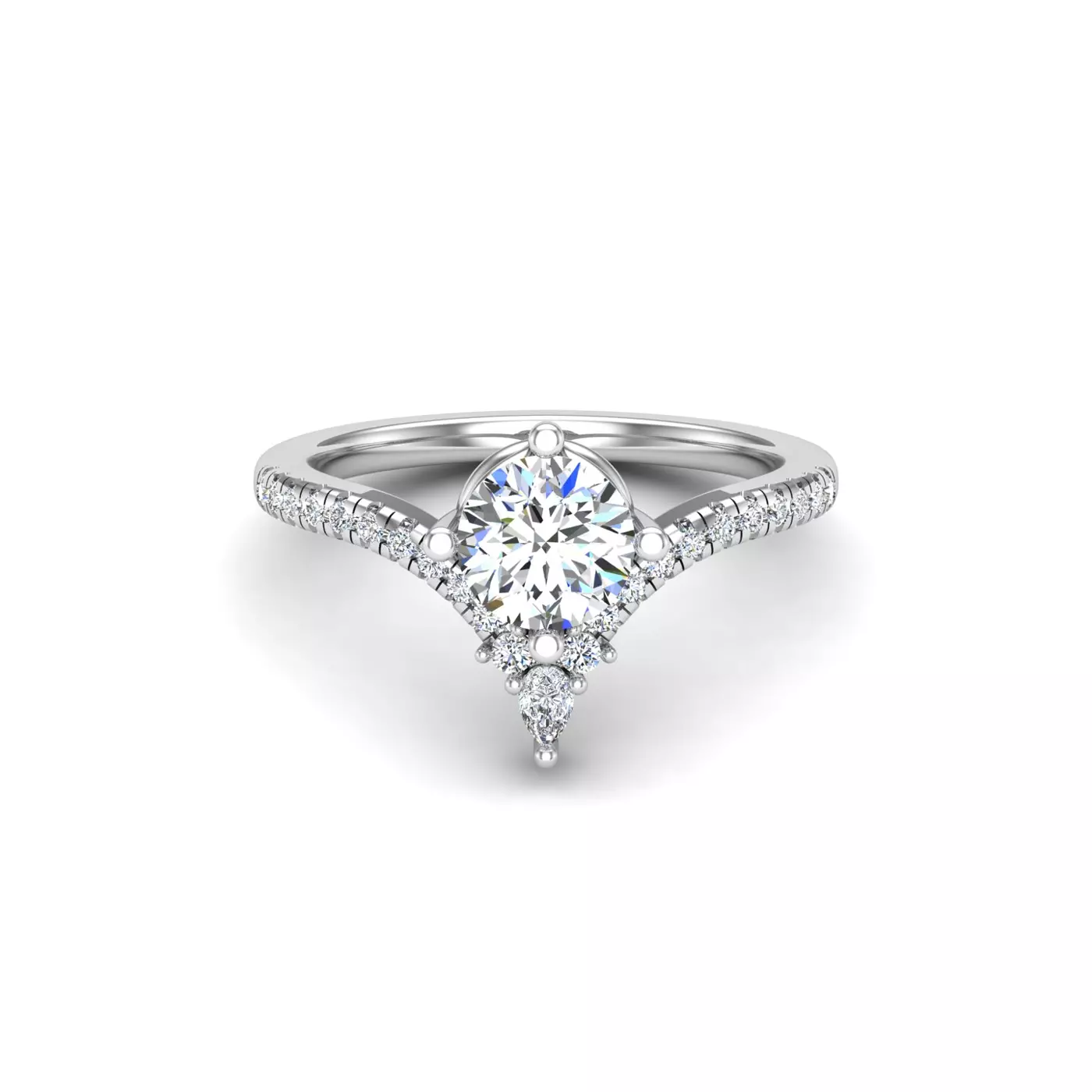 Brilliant Side Accents Platinum Engagement Ring