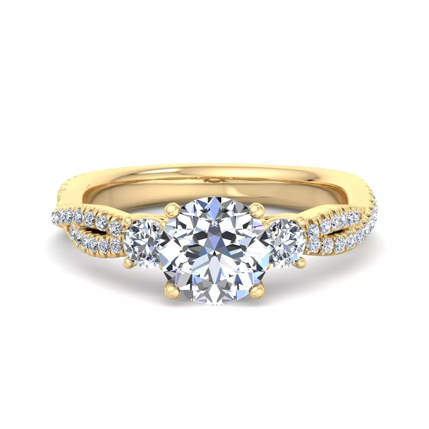 Three-Stone Symbolism 14K Yellow Gold Engagement Ring