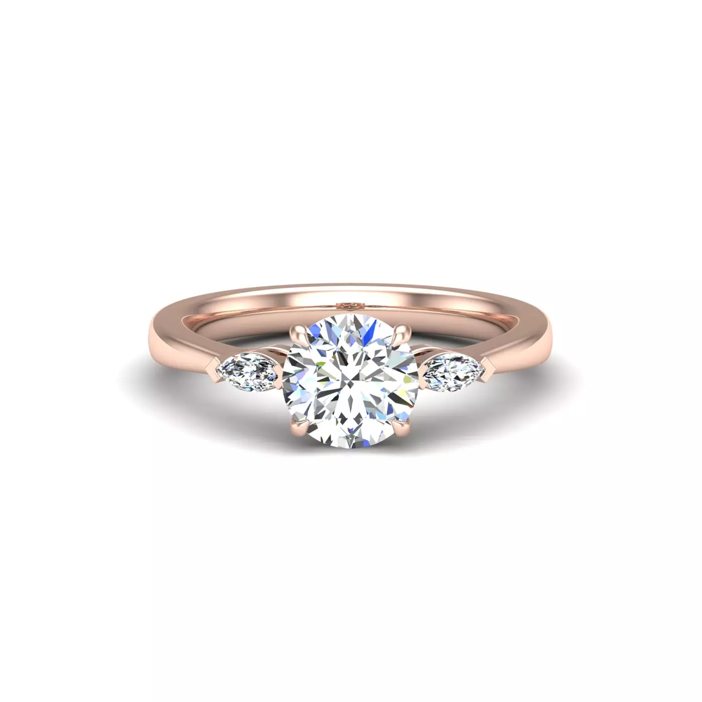 Sculpted Silhouette 14K Rose Gold Engagement Ring