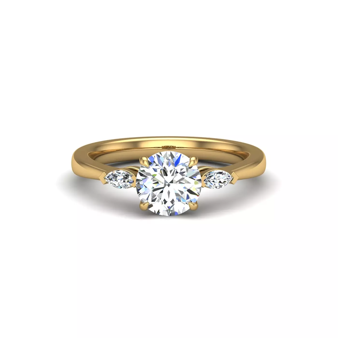 Sculpted Silhouette 18K Yellow Gold Engagement Ring