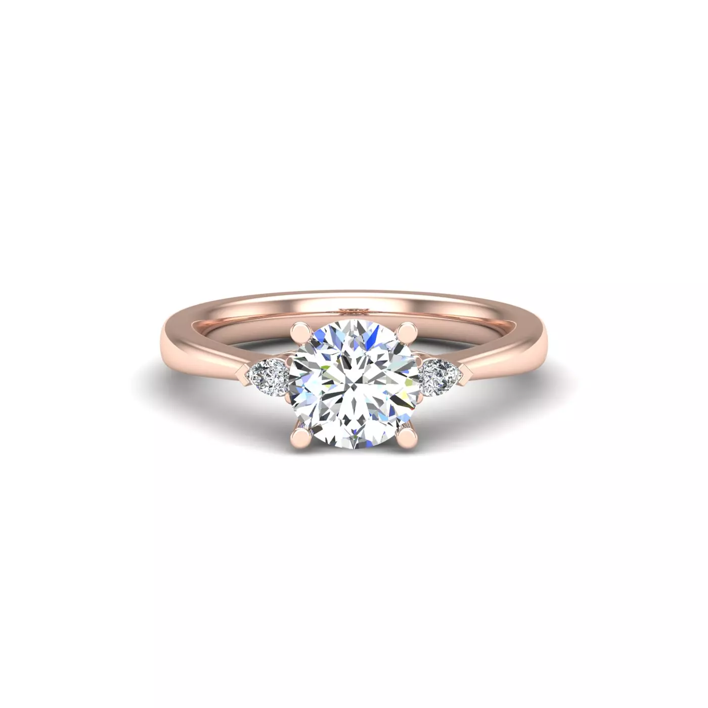 East-West Pear Sides 14K Rose Gold Engagement Ring
