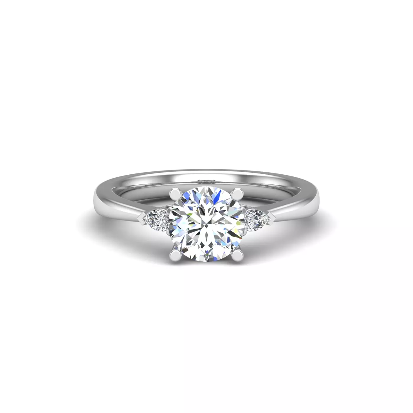 East-West Pear Sides 14K White Gold Engagement Ring