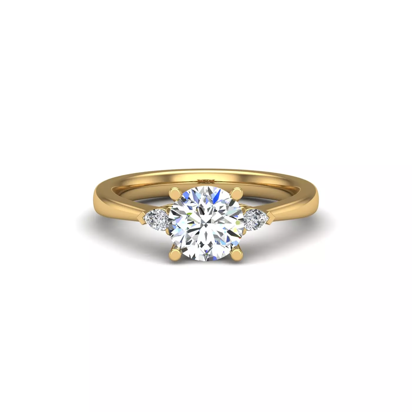 East-West Pear Sides 18K Yellow Gold Engagement Ring