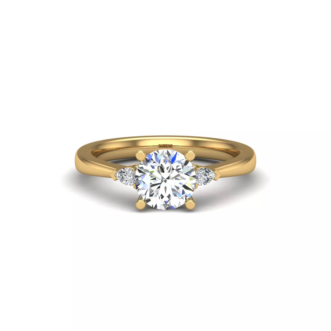 Elongated Pear Elegance 14K Yellow Gold Engagement Ring