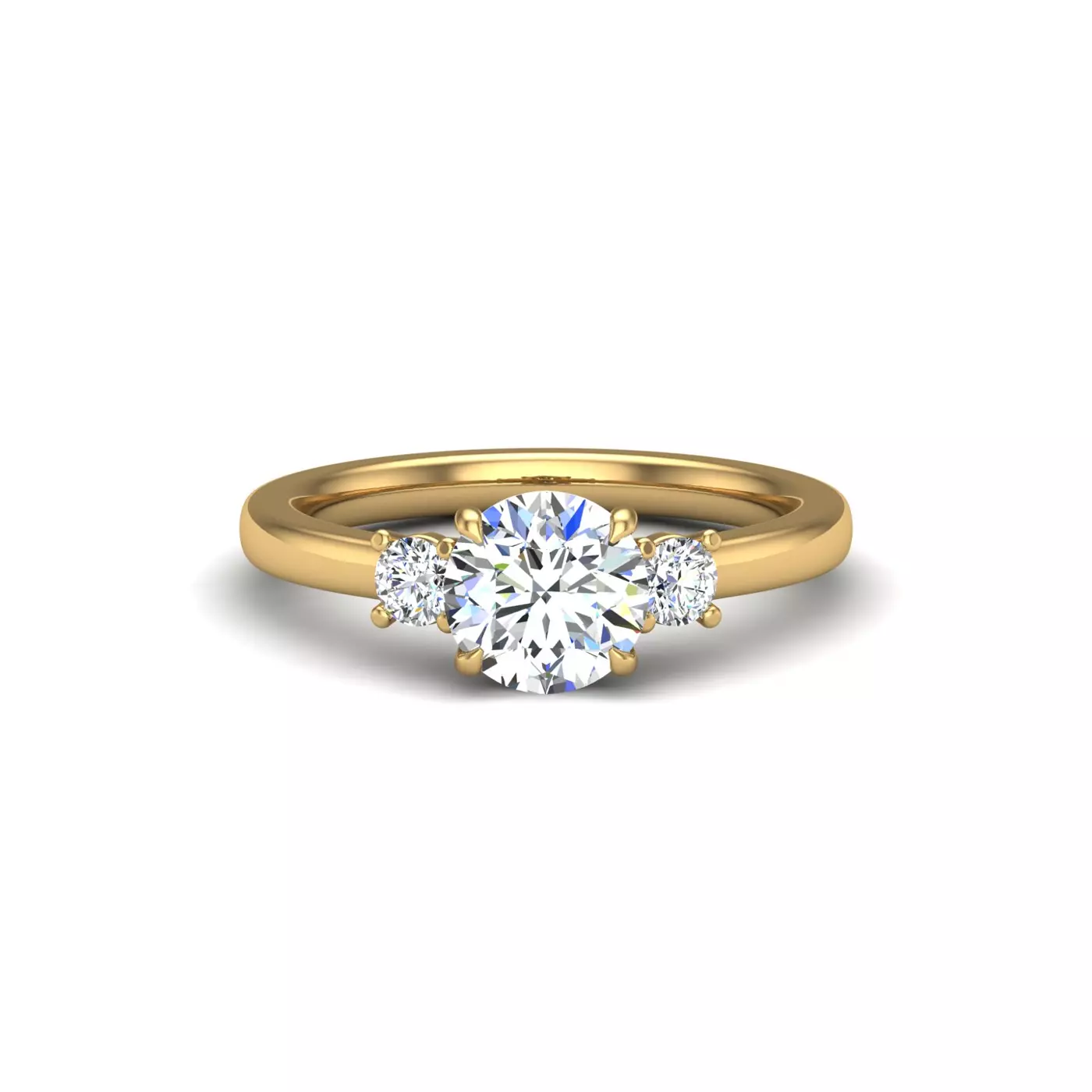 Three-Stone Symbolism 14K Yellow Gold Engagement Ring