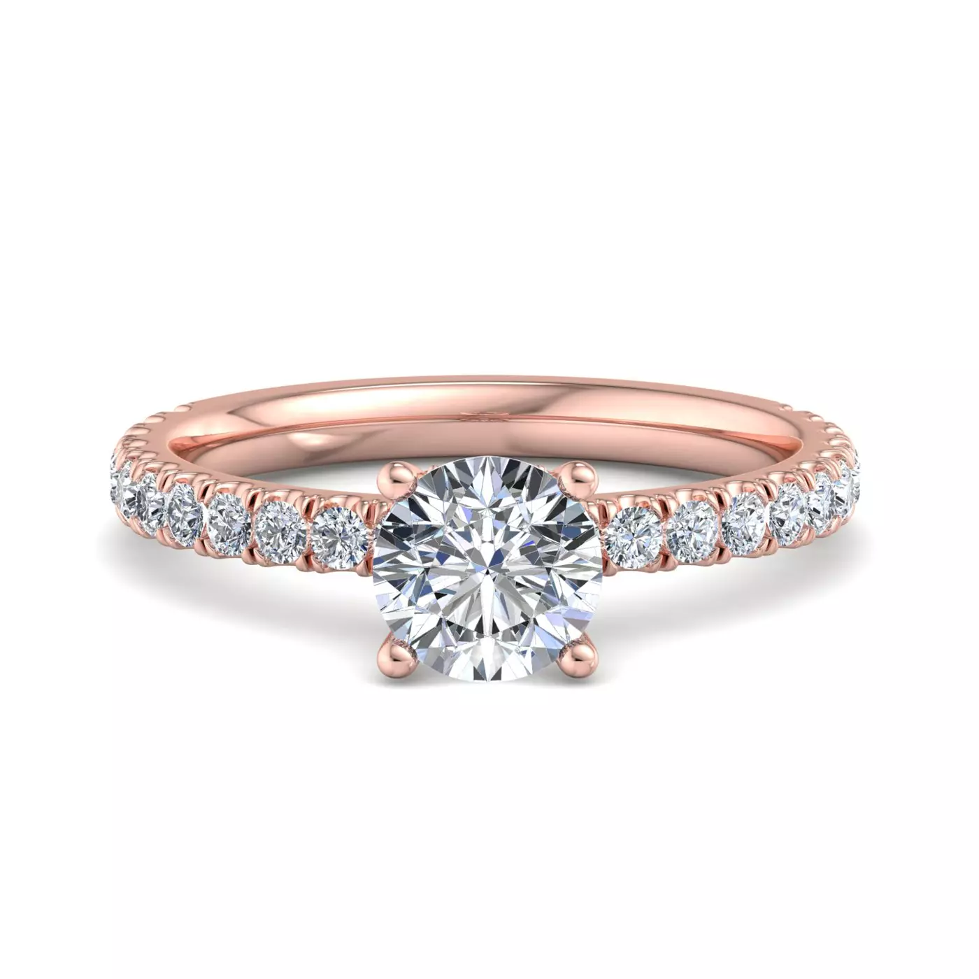 Diamond-Lined Band 14K Rose Gold Engagement Ring