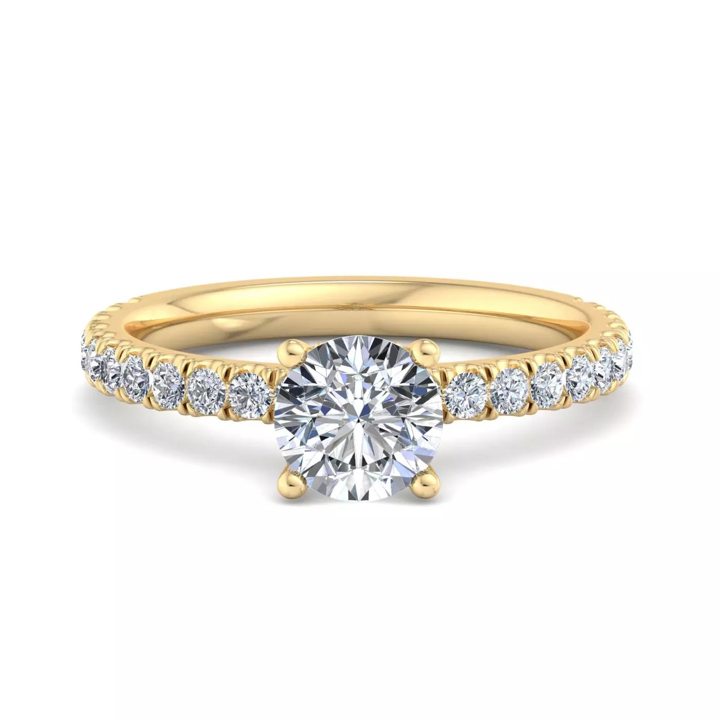 Diamond-Lined Band 18K Yellow Gold Engagement Ring