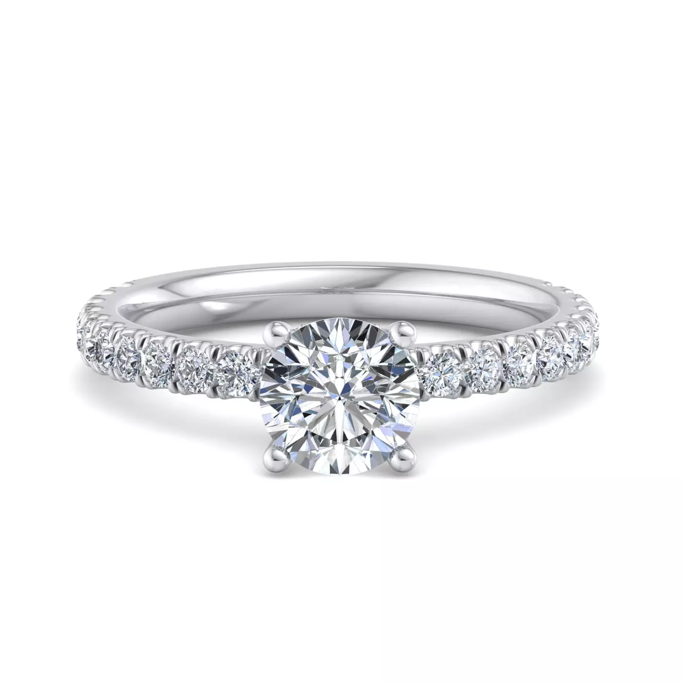 Diamond-Lined Band Platinum Engagement Ring
