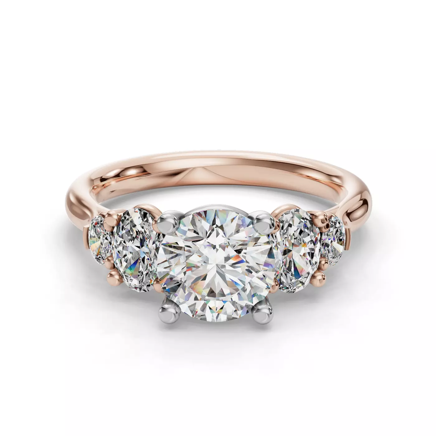 Brilliant Side Accents 14K Rose Gold Engagement Ring