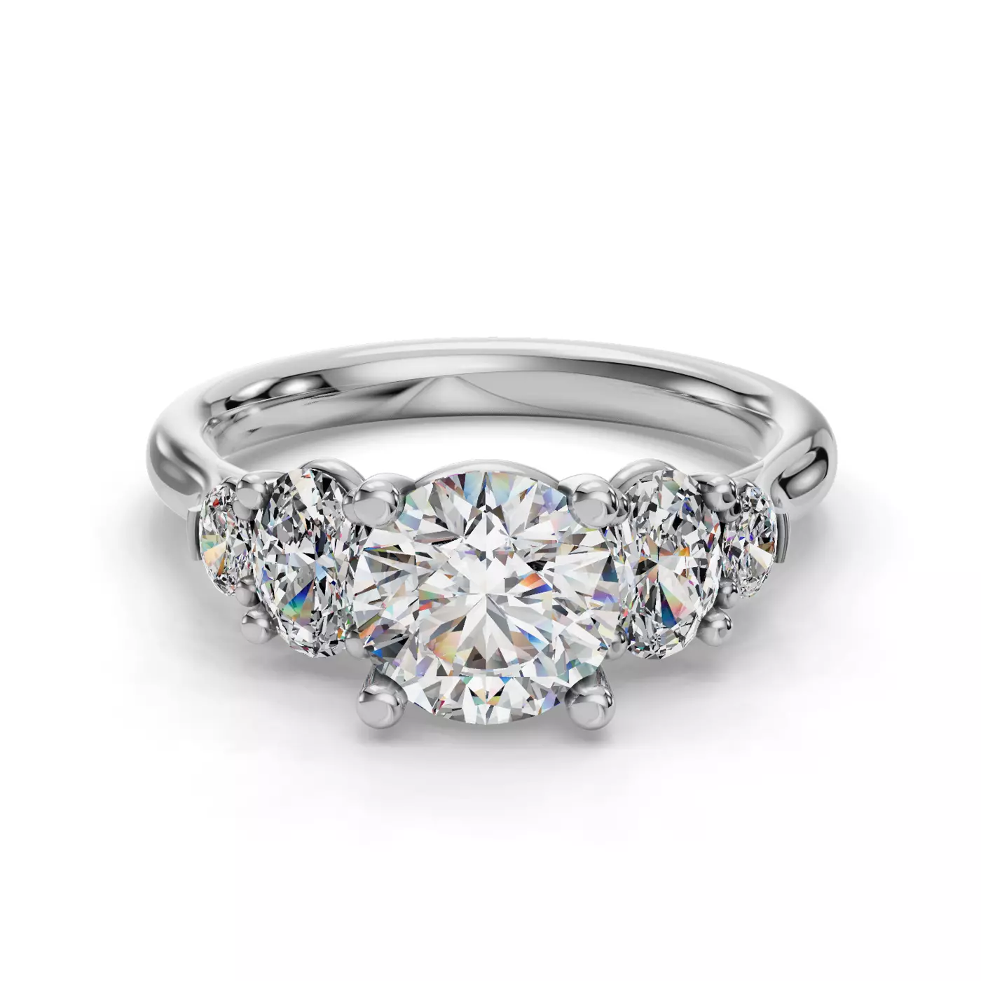 Brilliant Side Accents 14K White Gold Engagement Ring