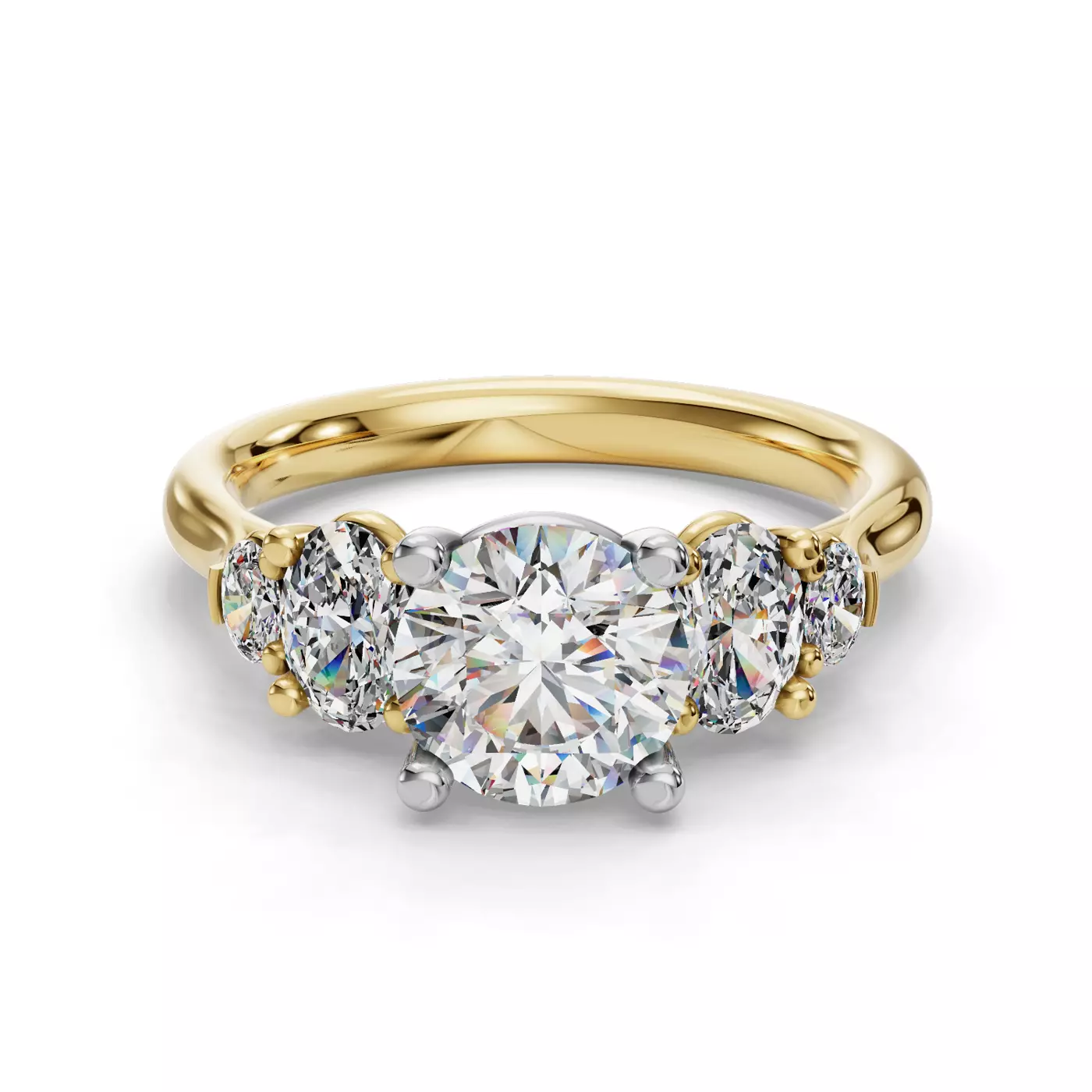 Brilliant Side Accents 14K Yellow Gold Engagement Ring