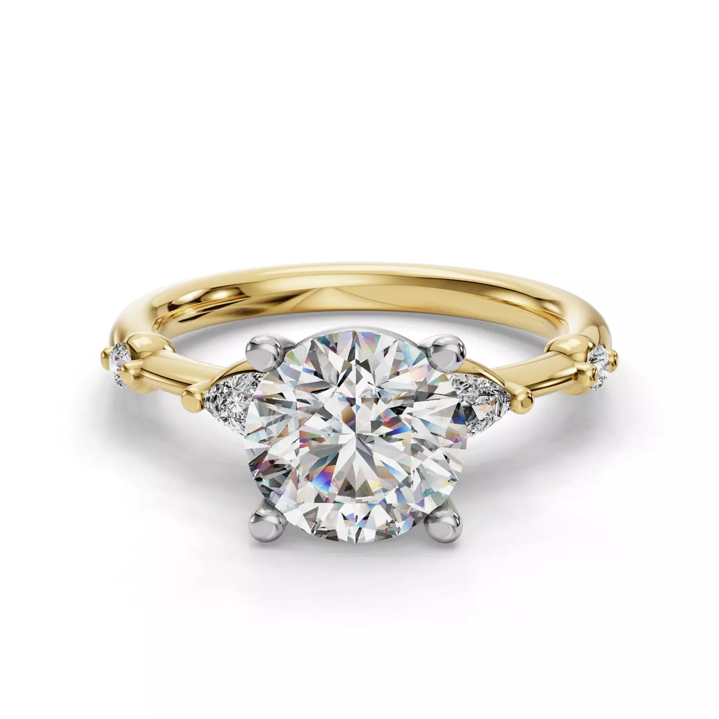 Elongated Pear Elegance 14K Yellow Gold Engagement Ring