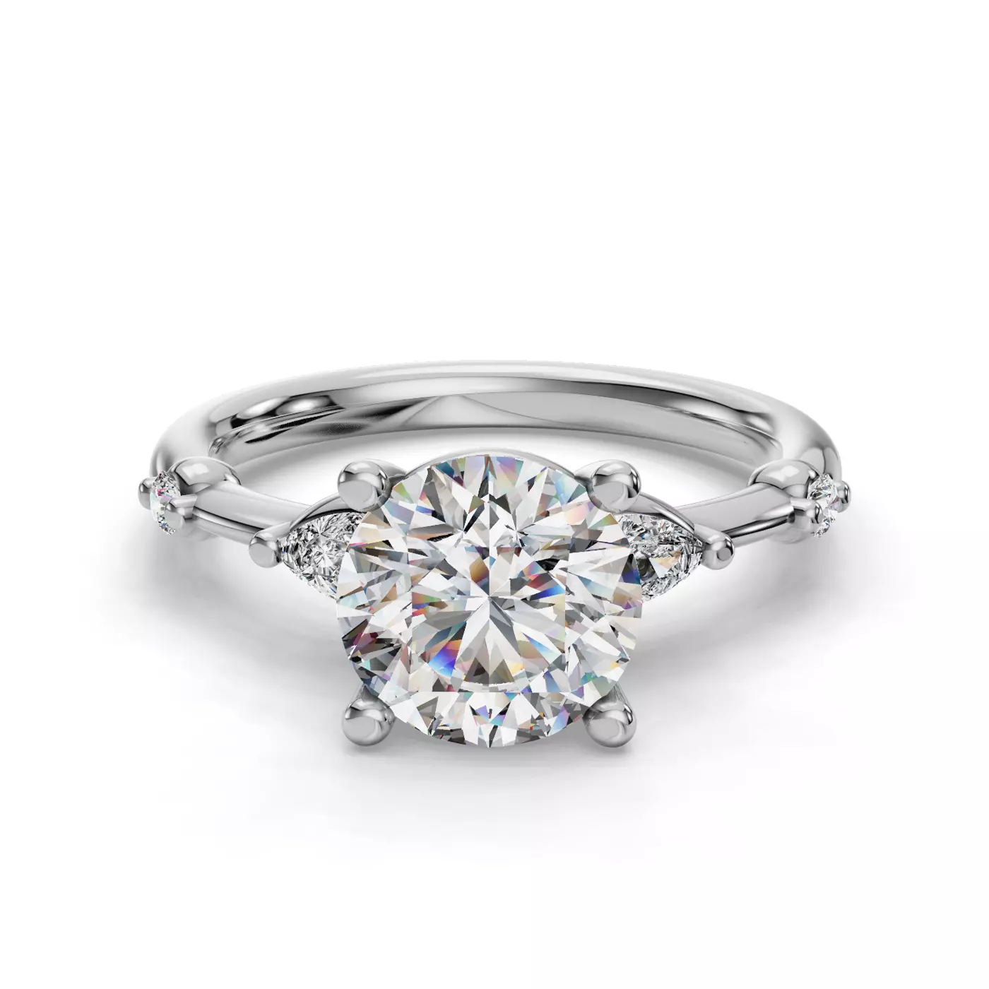 Elongated Pear Elegance 18K White Gold Engagement Ring