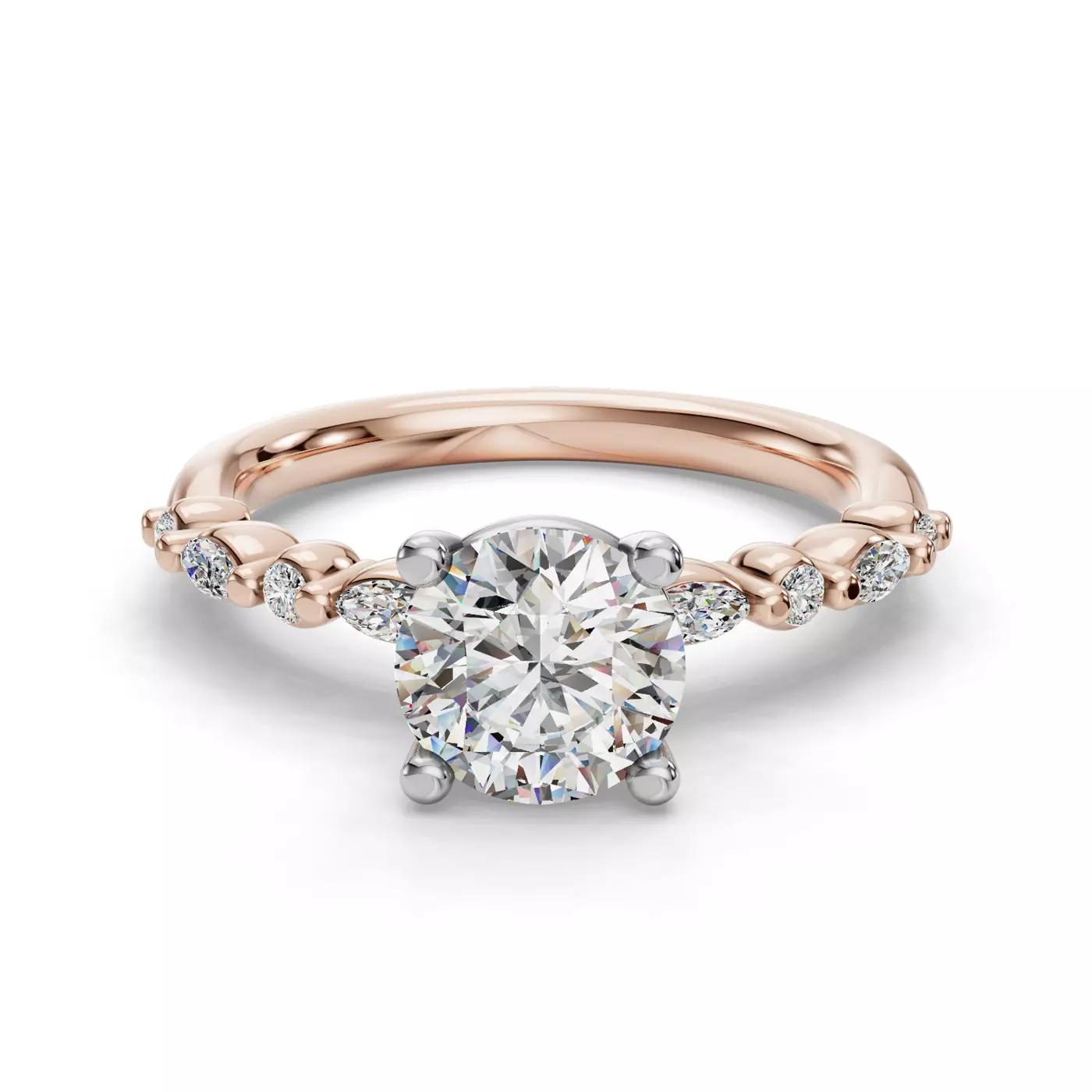 Marquise-Inspired Shape 14K Rose Gold Engagement Ring