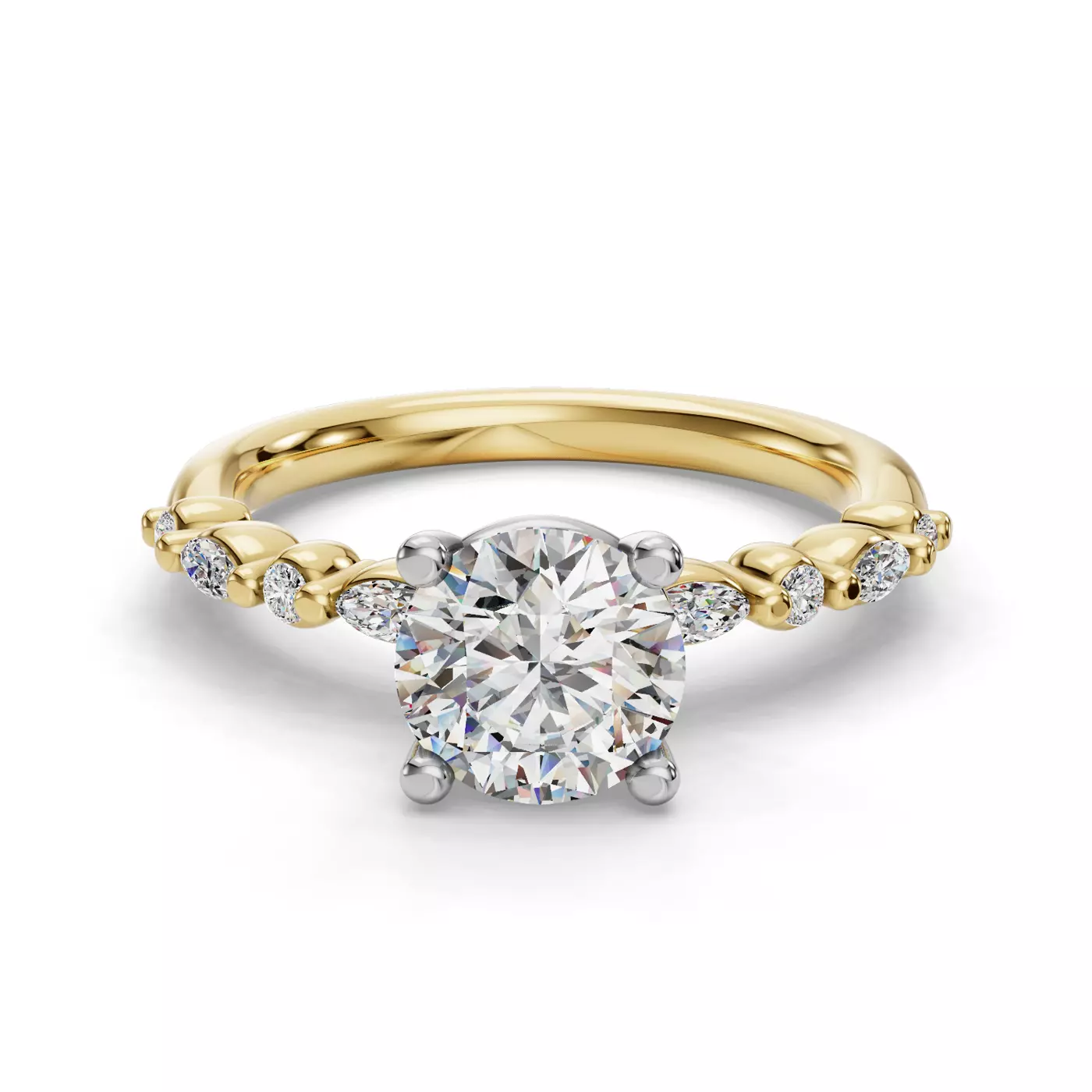 Marquise-Inspired Shape 14K Yellow Gold Engagement Ring