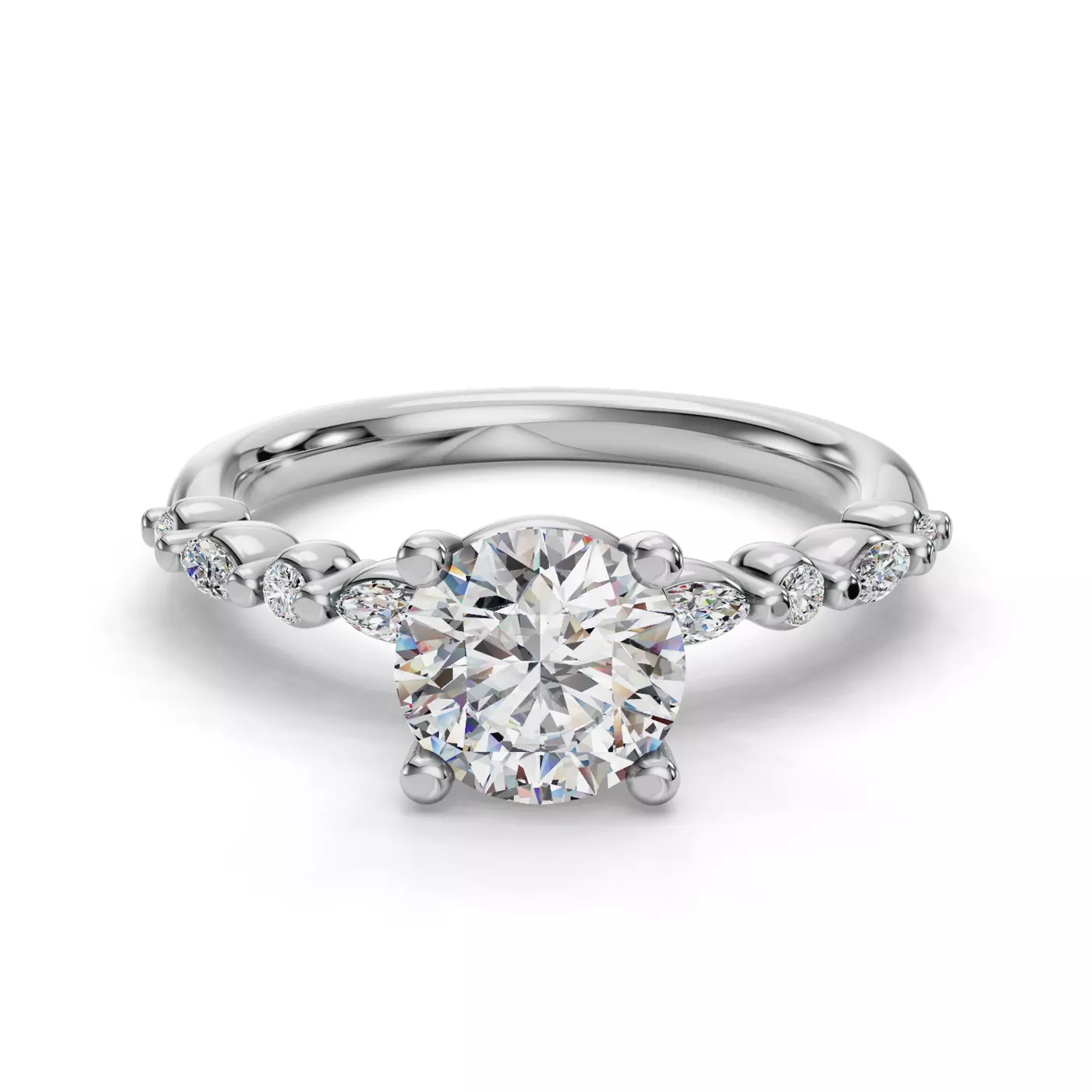 Marquise-Inspired Shape Platinum Engagement Ring