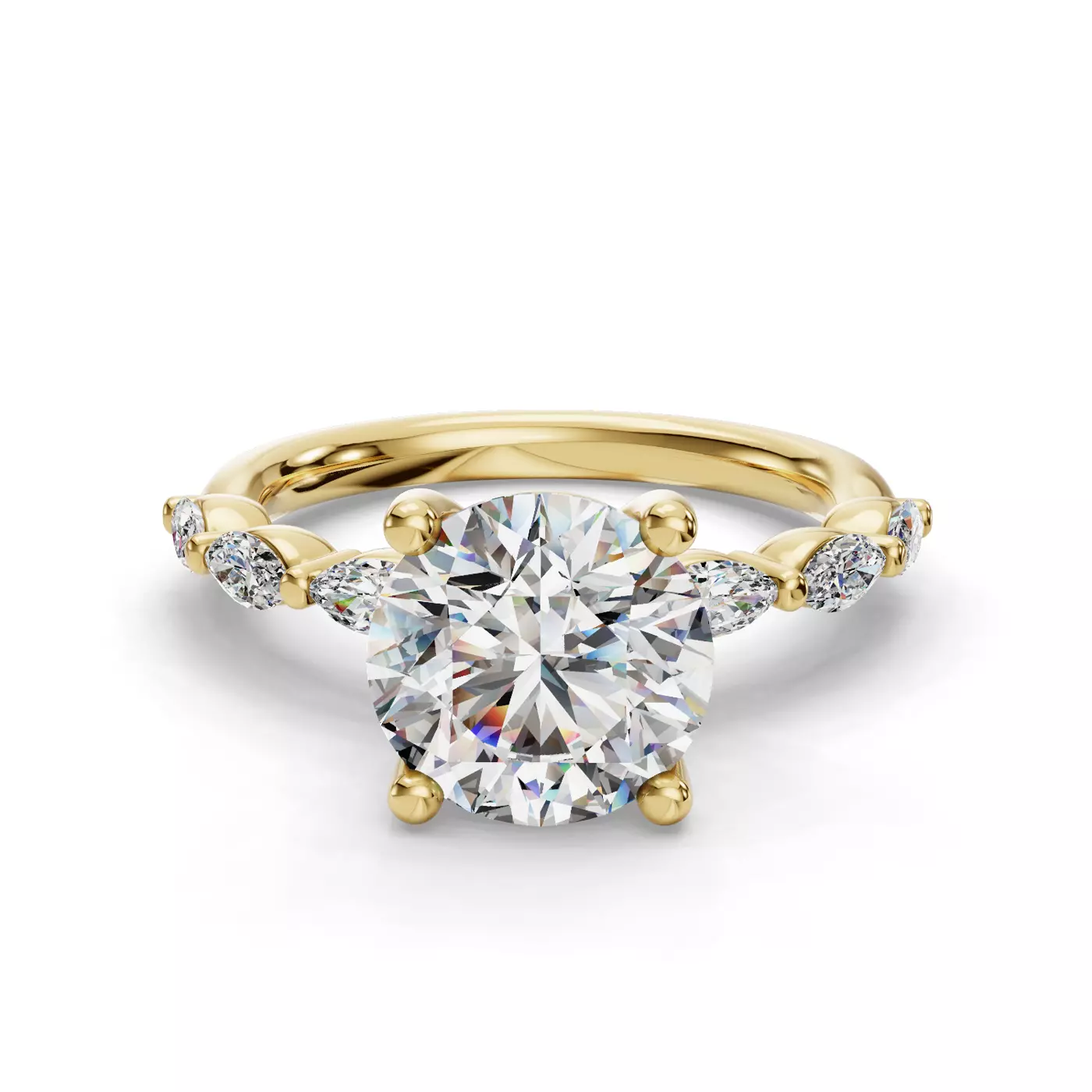 Marquise-Inspired Shape 18K Yellow Gold Engagement Ring