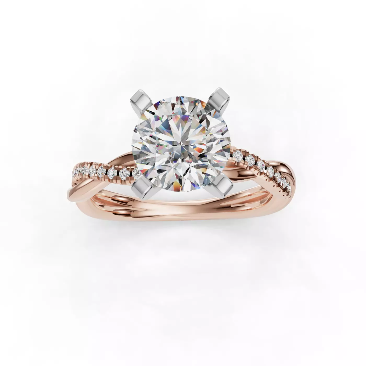 Brilliant Side Accents 14K Rose Gold Engagement Ring