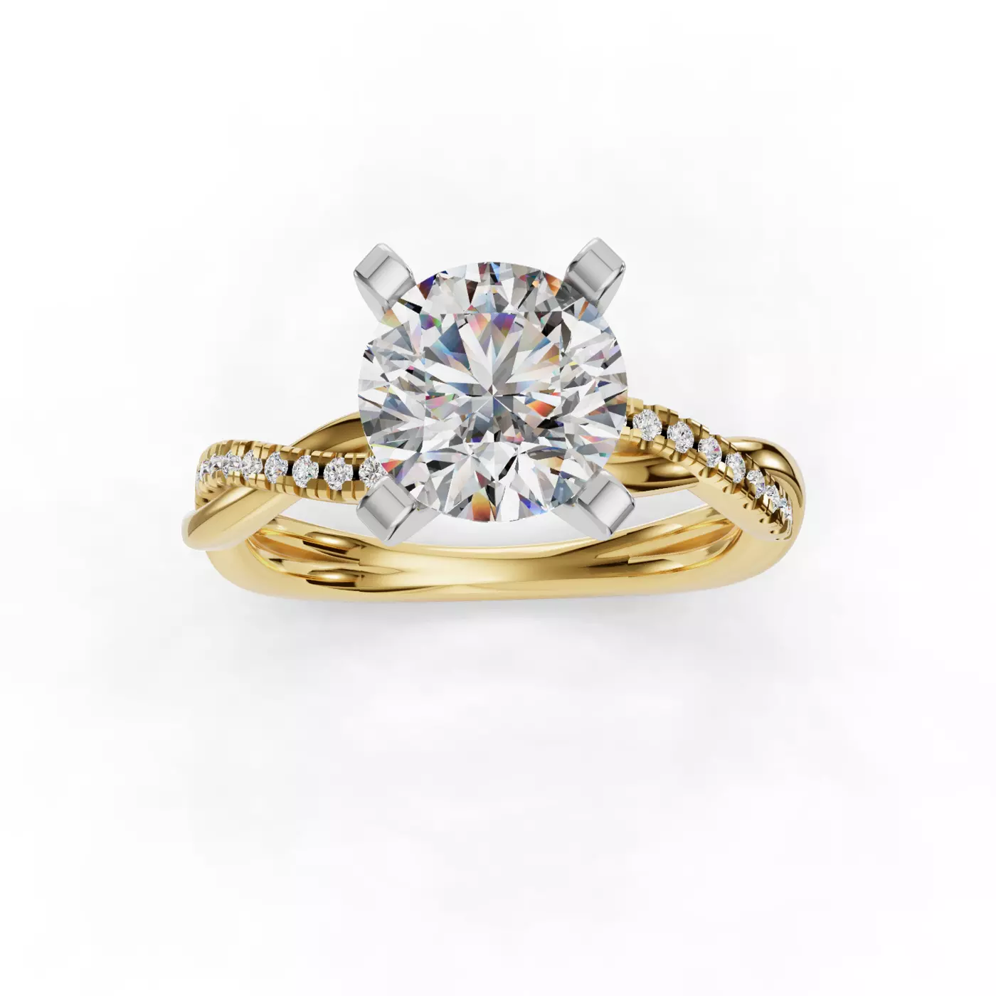 Brilliant Side Accents 14K Yellow Gold Engagement Ring