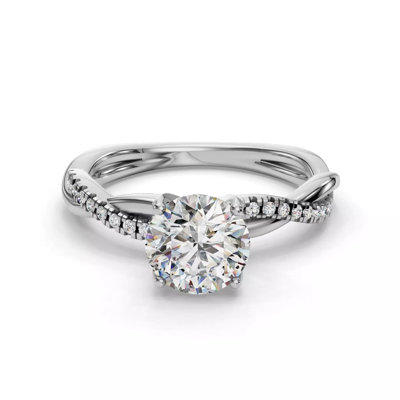 Brilliant Side Accents 18K White Gold Engagement Ring