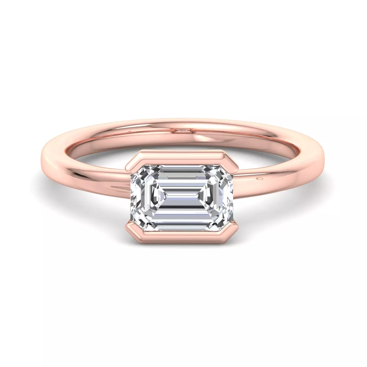 Smooth Bezel Frame 14K Rose Gold Engagement Ring