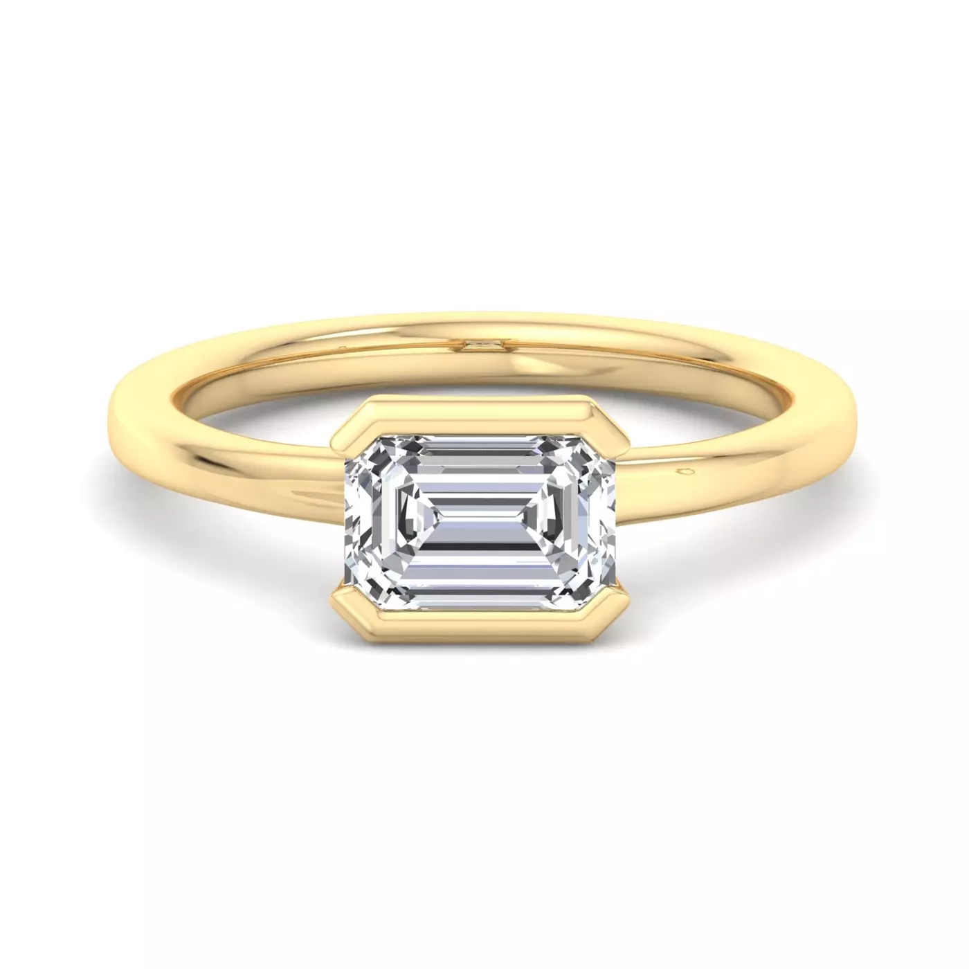Smooth Bezel Frame 14K Yellow Gold Engagement Ring