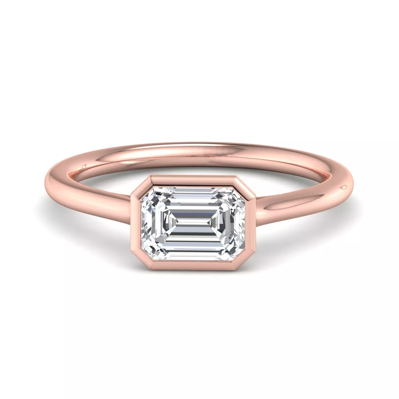 Smooth Bezel Frame 14K Rose Gold Engagement Ring